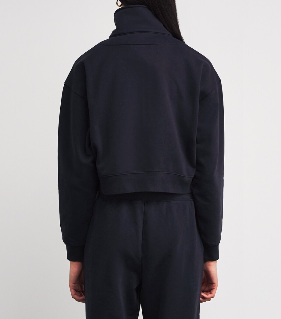 FRAME Womens Cotton-Blend Cropped Sweatshirt Dark Navy Image 4