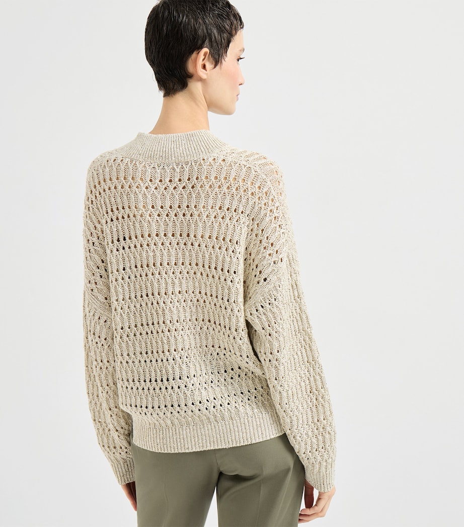 Linen-Blend Braided Cardigan C8925 Image 3