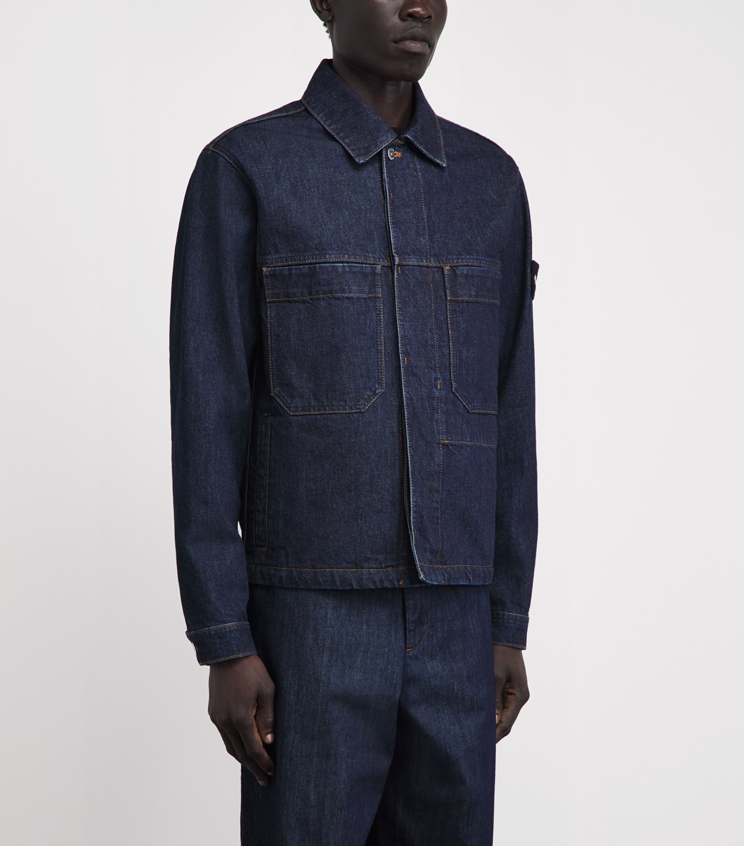 Stone Island Mens Denim Coach Jacket Image 4