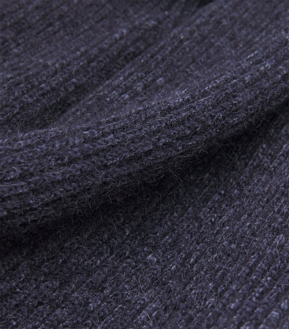 Rib-Knit Zip-Up Cardigan NAVY Image 5