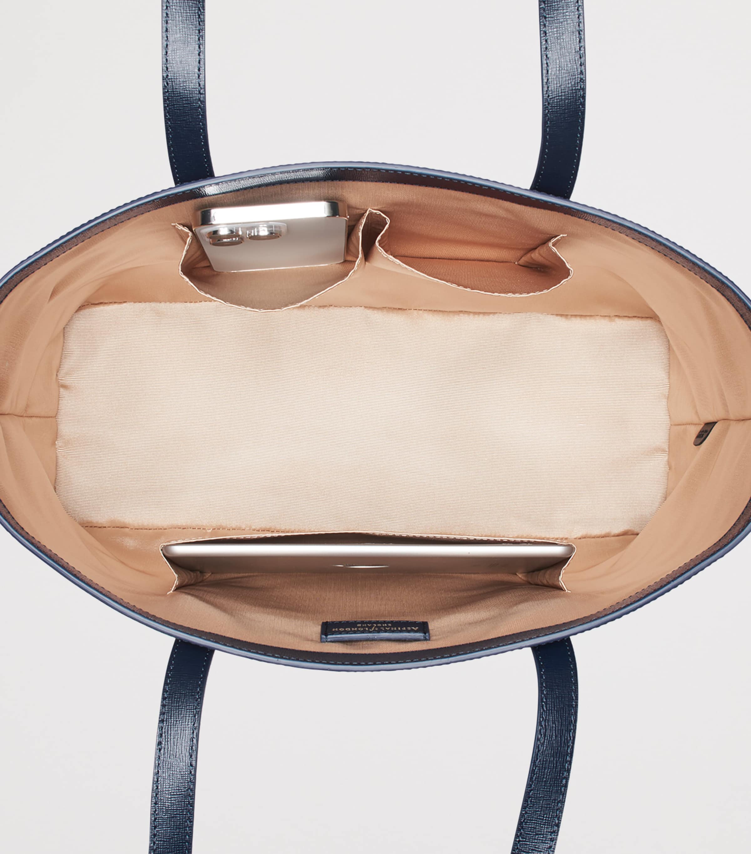 Aspinal Of London Leather Regent Tote Bag Navy Image 3