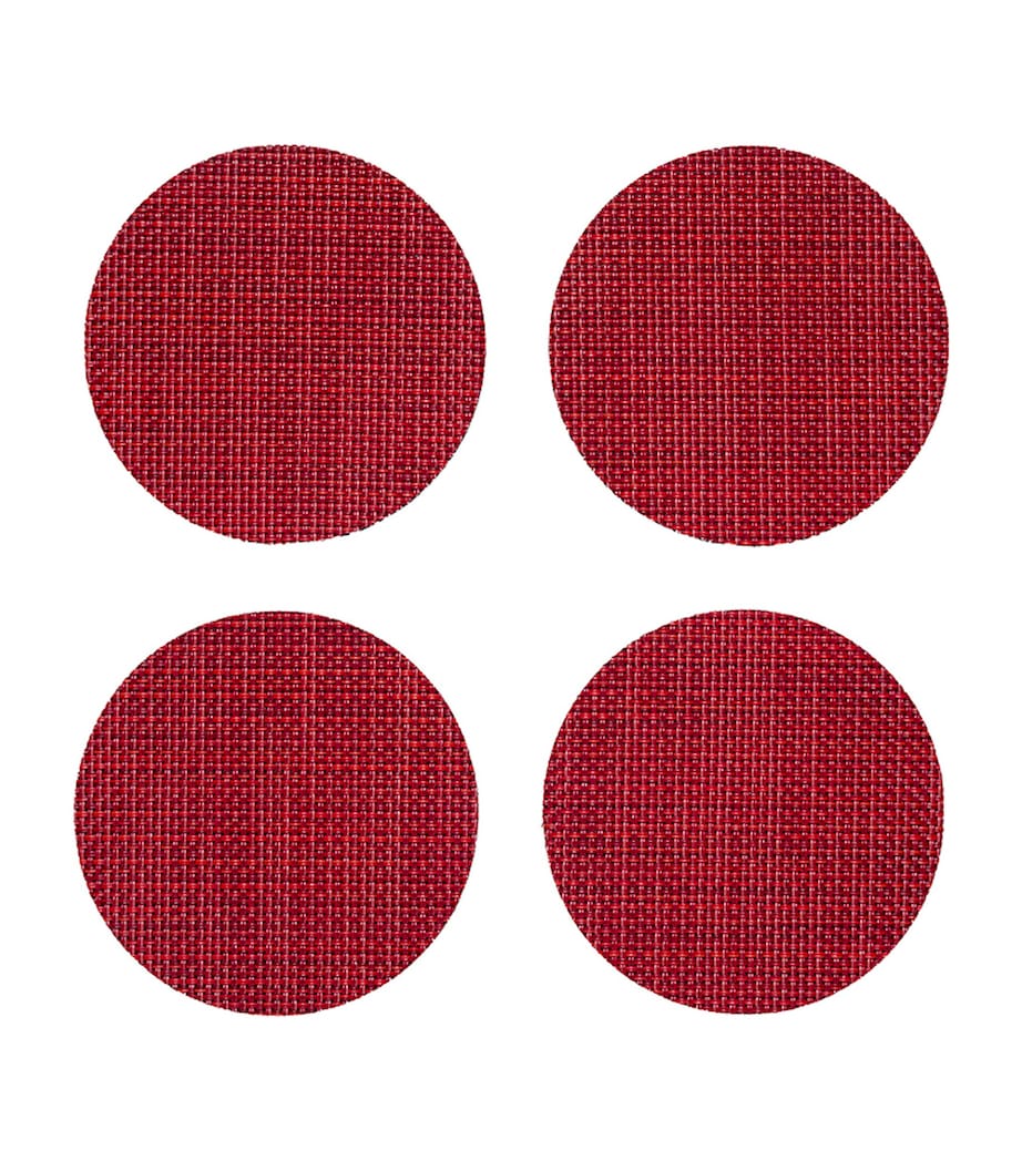 Set of 4 Basketweave Round Coasters (10cm) SCARLET Image 1