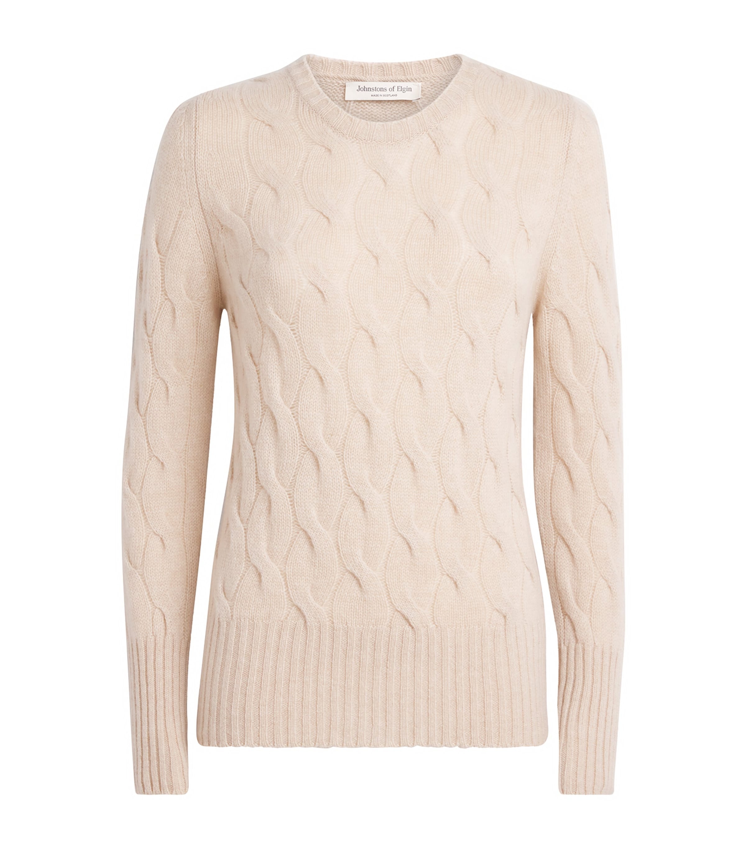 Johnstons Of Elgin Womens Cashmere Cable-Knit Sweater Natural Image 1