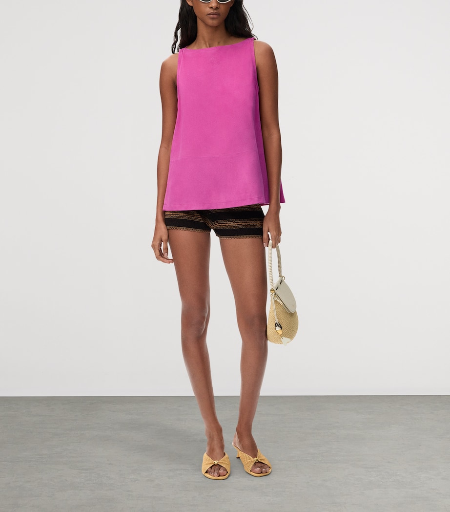 LOEWE Womens x Paula’s Ibiza Leather Anagram Tank Top Pink Image 2
