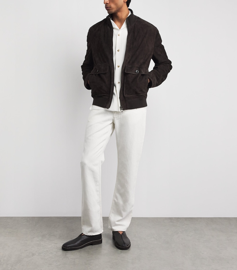 Agnona Mens Suede Jacket Brown Chocolate Image 2