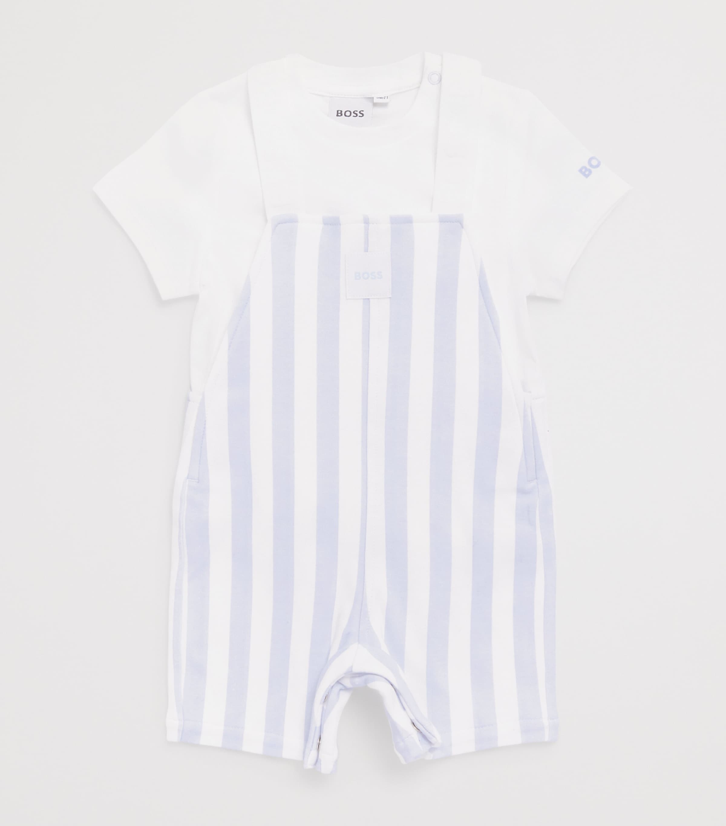 Cotton-Blend Dungarees and T-Shirt Set (1-18 Months) 771PALE BLUE Image 3