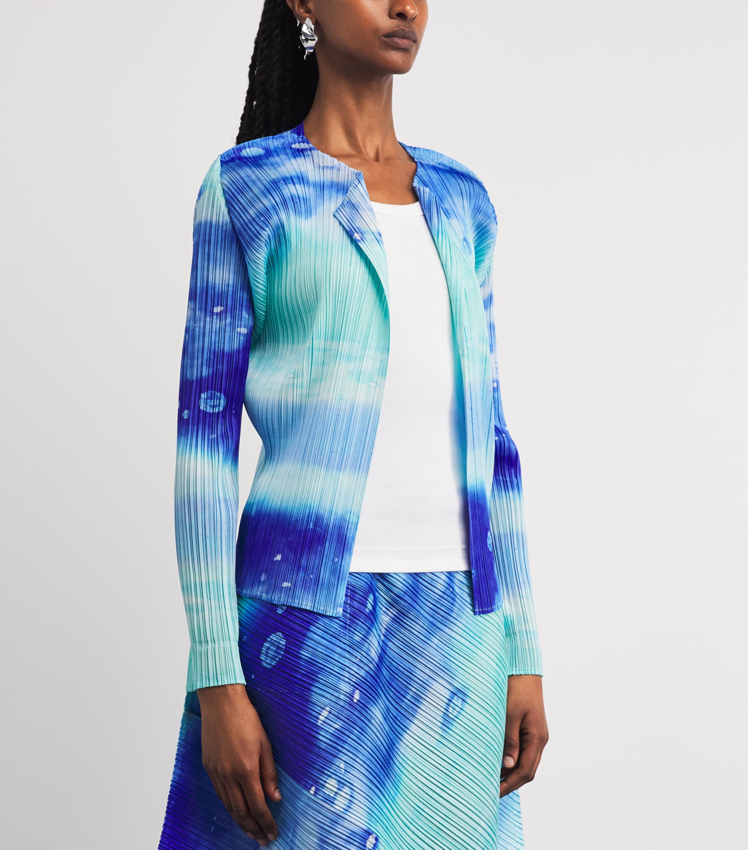 Pleats Please Issey Miyake Womens Sea Bubble Cardigan Blue Image 4