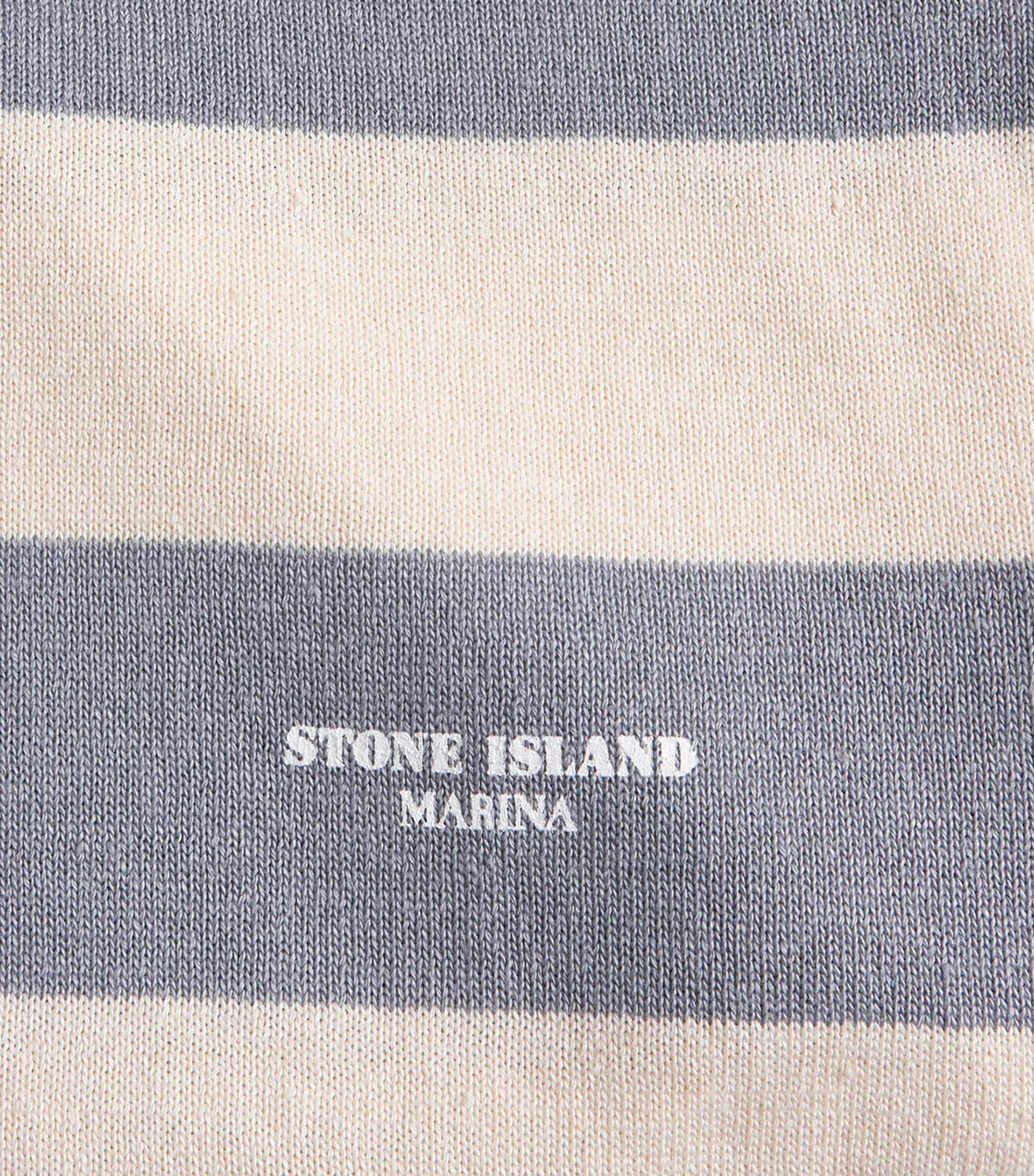 Stone Island Mens Cotton-Linen Stripe Polo Shirt Image 6