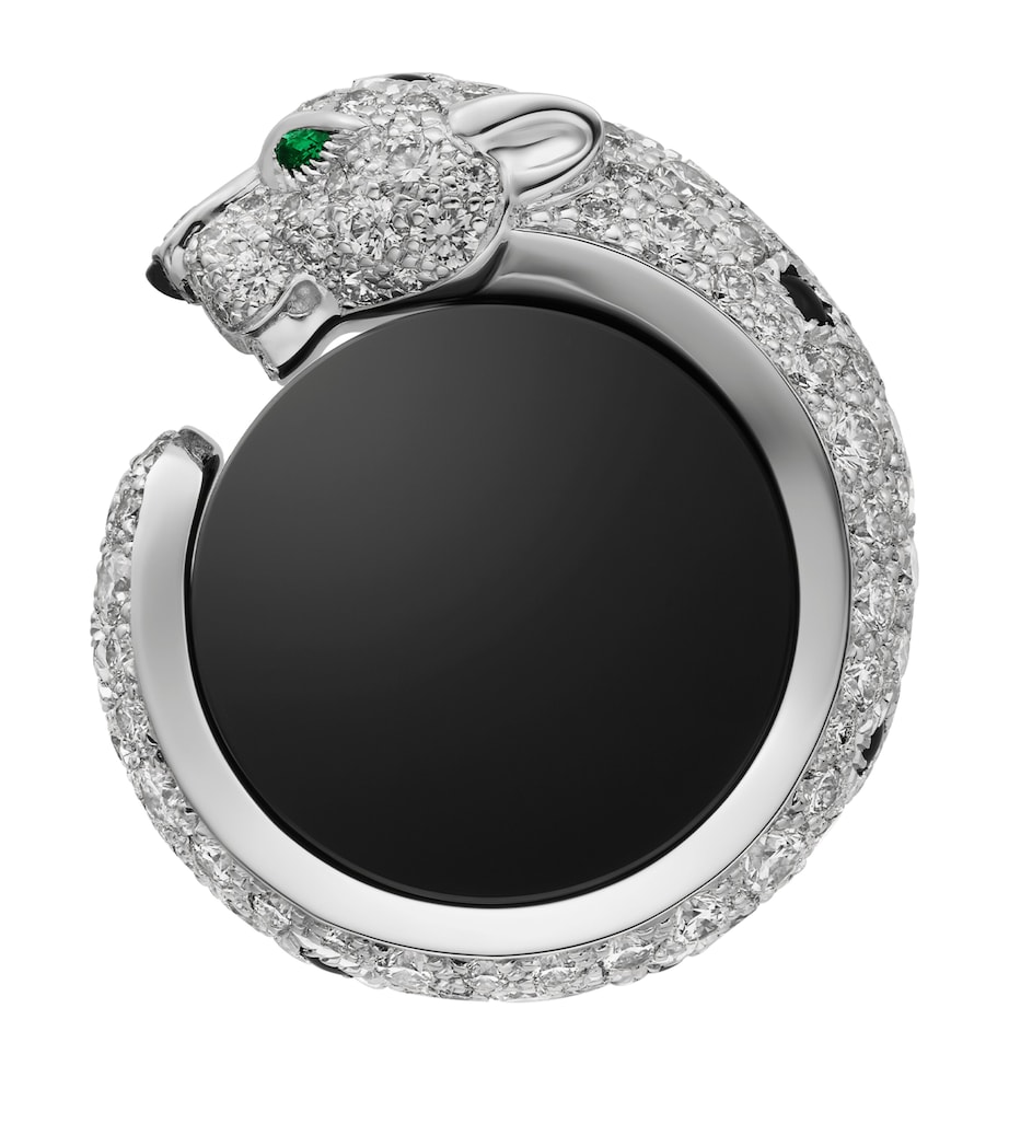 White Gold, Diamond and Emerald Panthère de Cartier Cufflinks WHITE GOLD Image 2