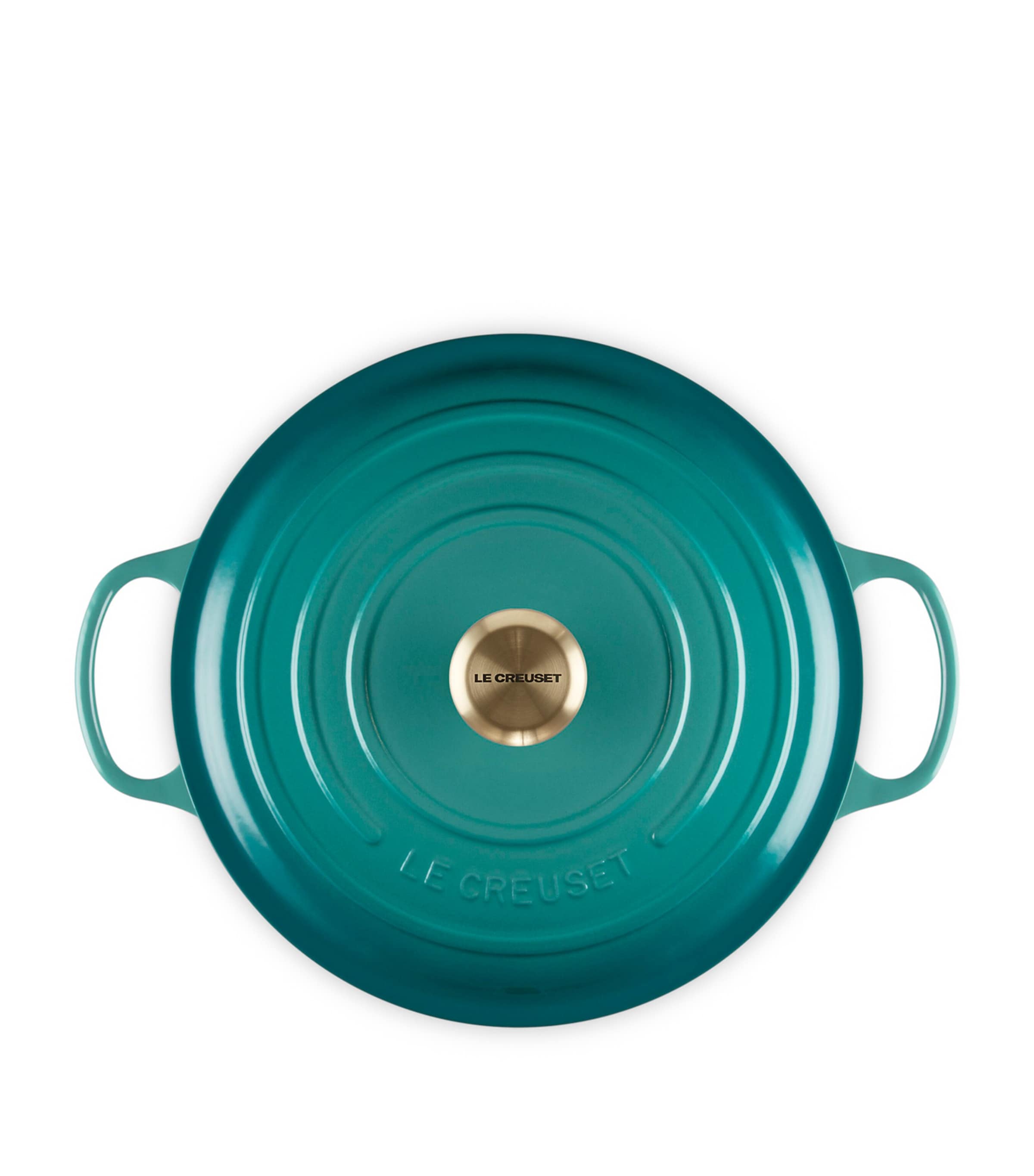 Le Creuset Cast Iron Round Casserole Dish (28cm) Bleu Riviera Image 5