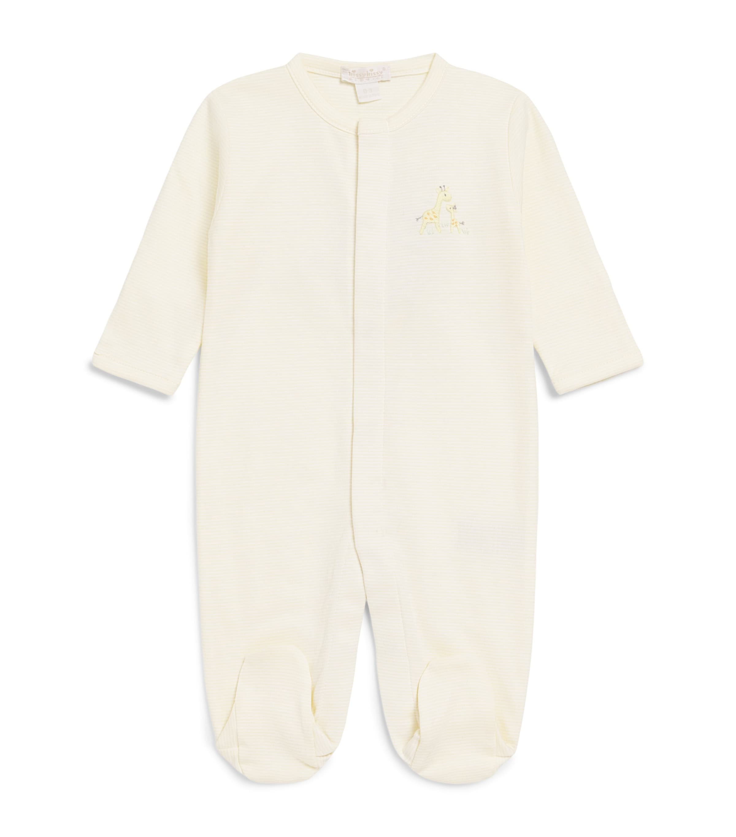 Kissy Kissy Kids'  Pima Cotton Stripe Giraffe All-in-one In Yellow
