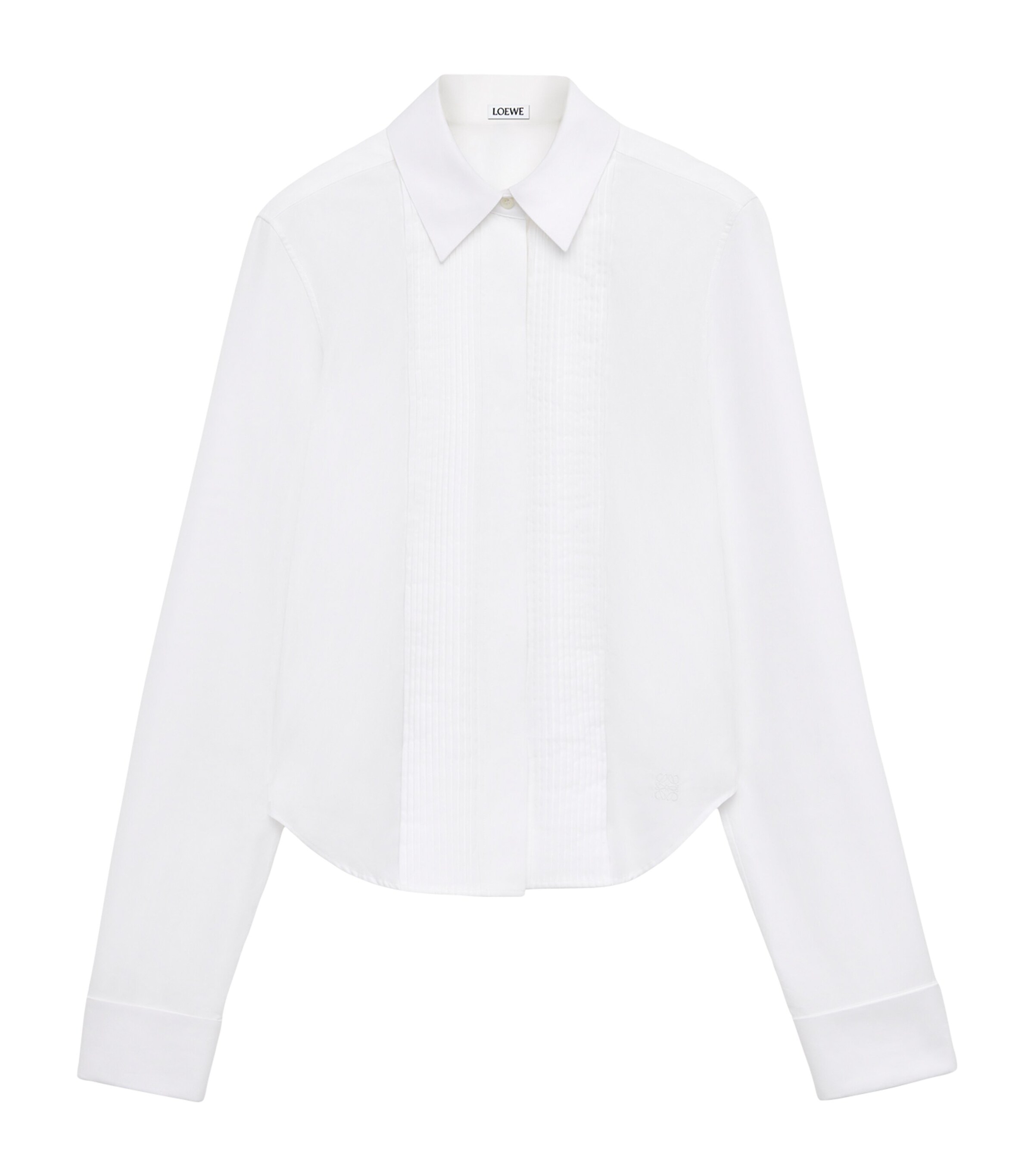 Loewe Pleated Bib-front Wingtip Collared Striped Shirt In White