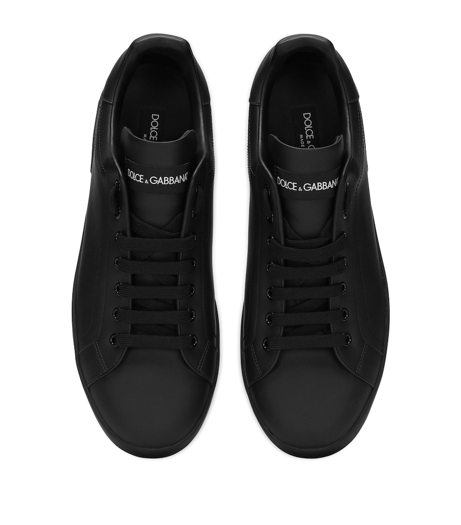 Leather Logo Sneakers 80999-BLACK Image 5