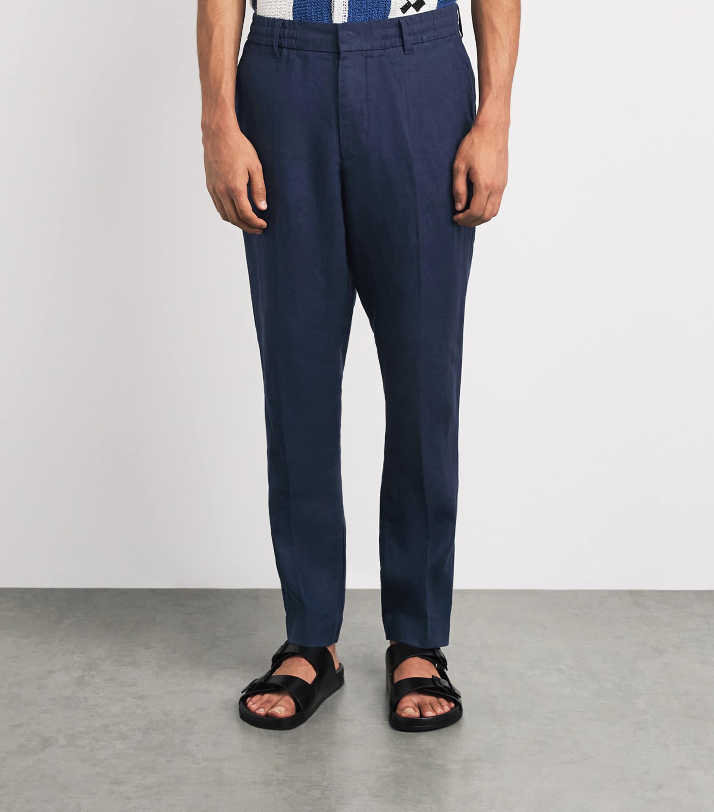NN.07 Mens Linen Billie Trousers Navy Blue Image 4