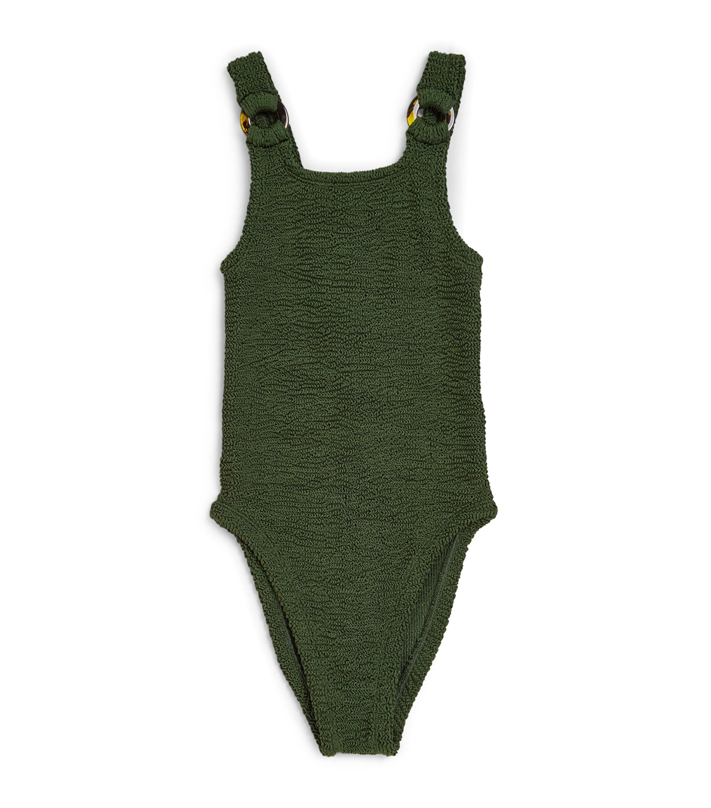 Shop Hunza G Crinkled Domino Swimsuit In Green