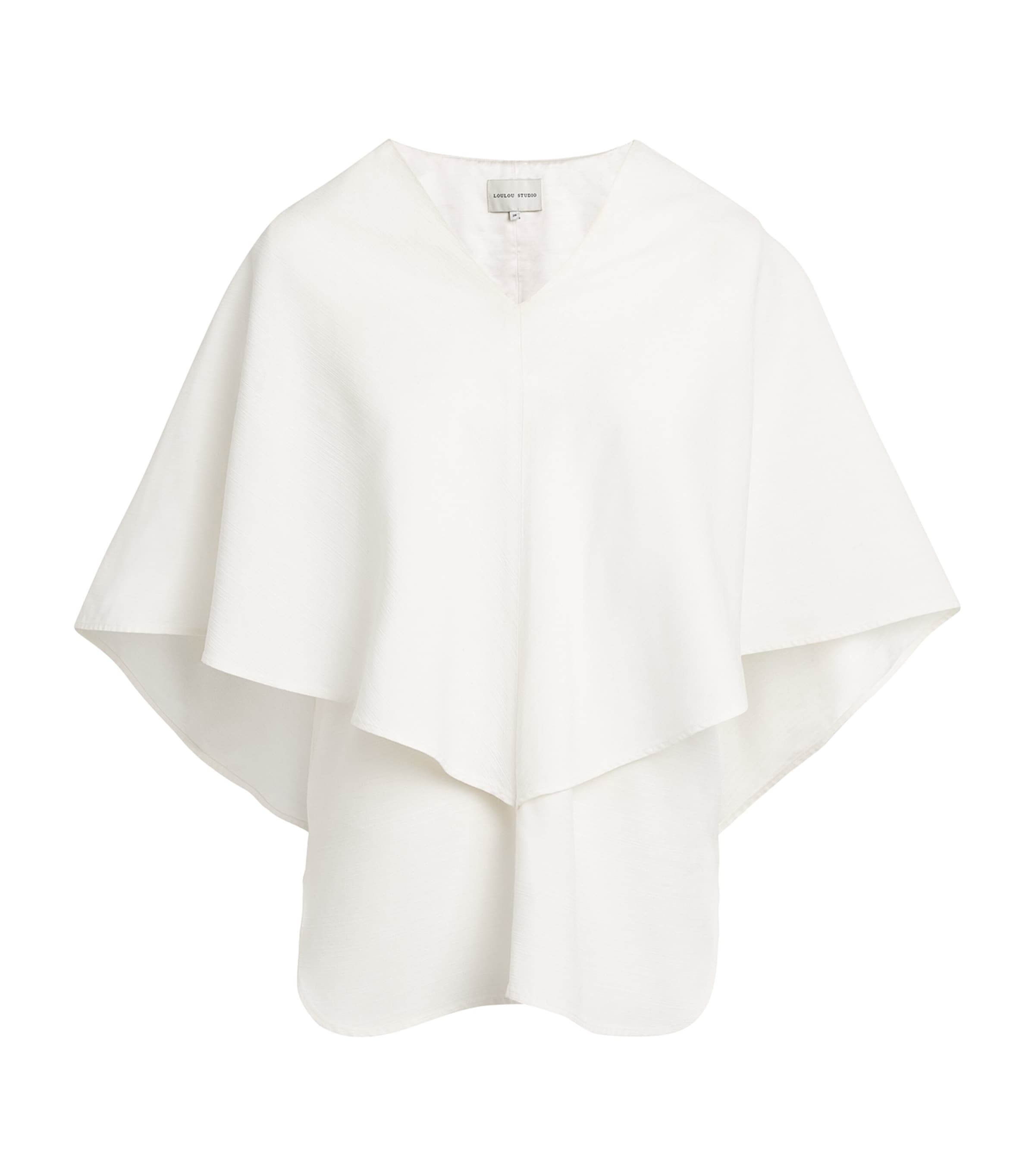 LOULOU STUDIO SATIN CAPE ARONA BLOUSE 