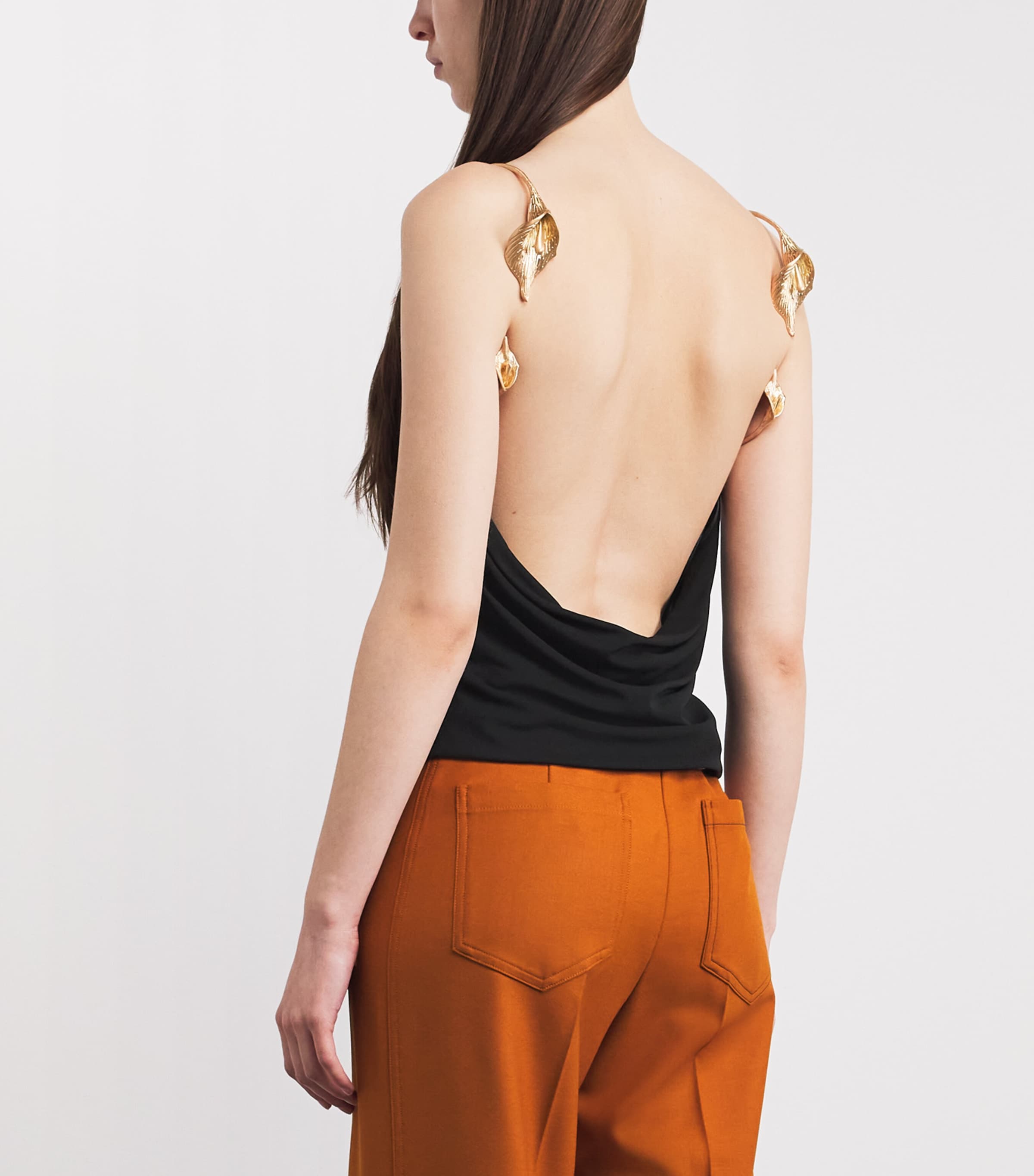 Cult Gaia Womens Crepe Draped Isiah Top Black Image 5