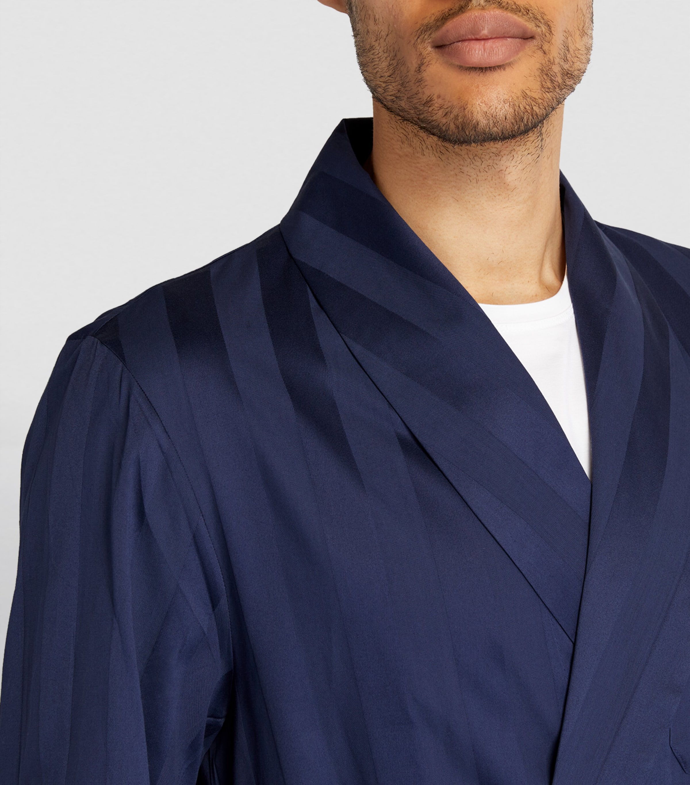Satin Striped Robe NAVY Image 6