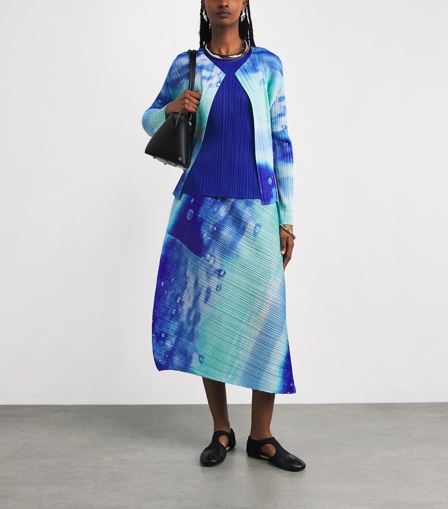 Pleats Please Issey Miyake Womens Sea Bubble Midi Skirt Blue Image 2