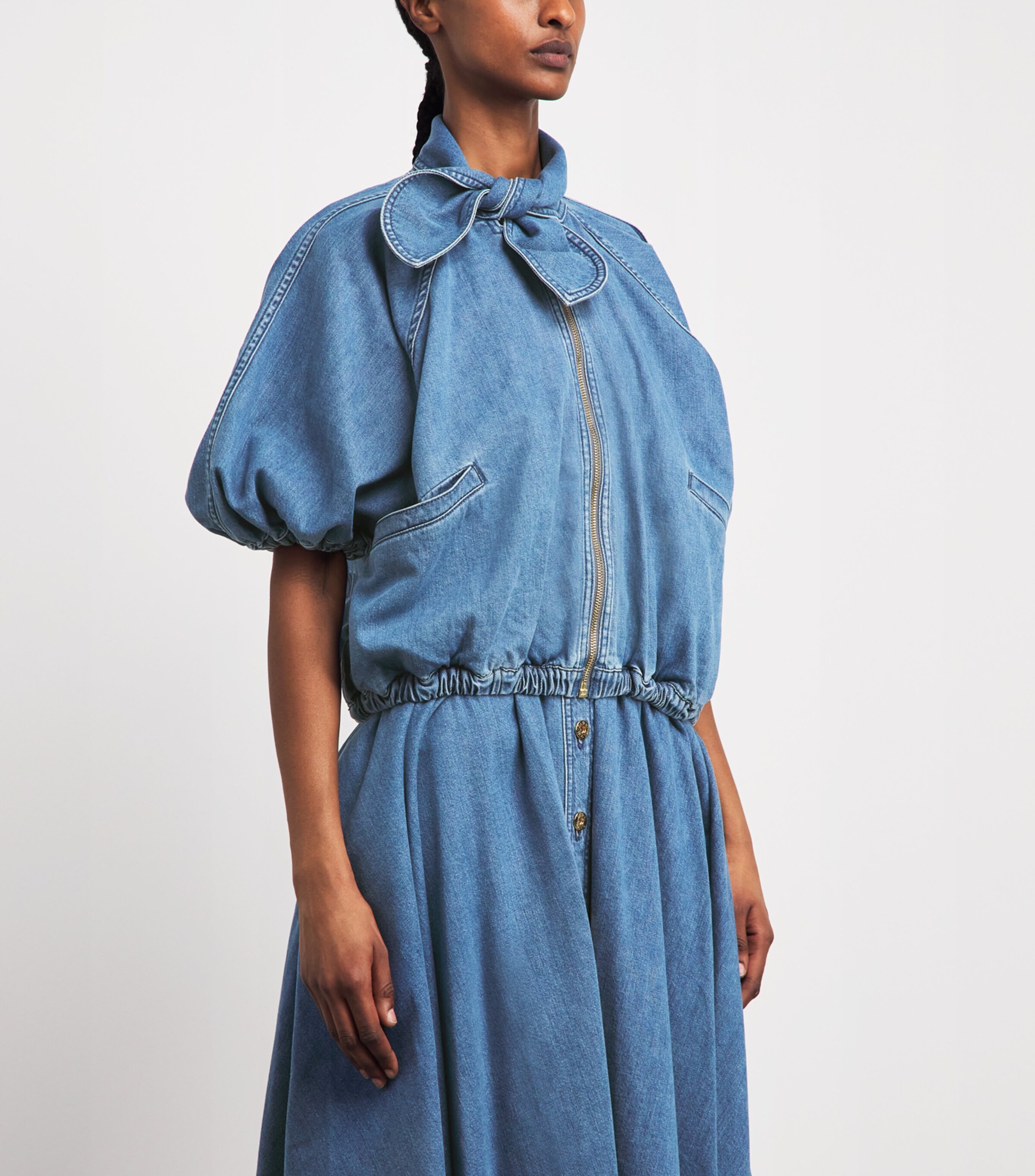 Patou Blue Blouson-Sleeve Denim Jacket | Harrods US