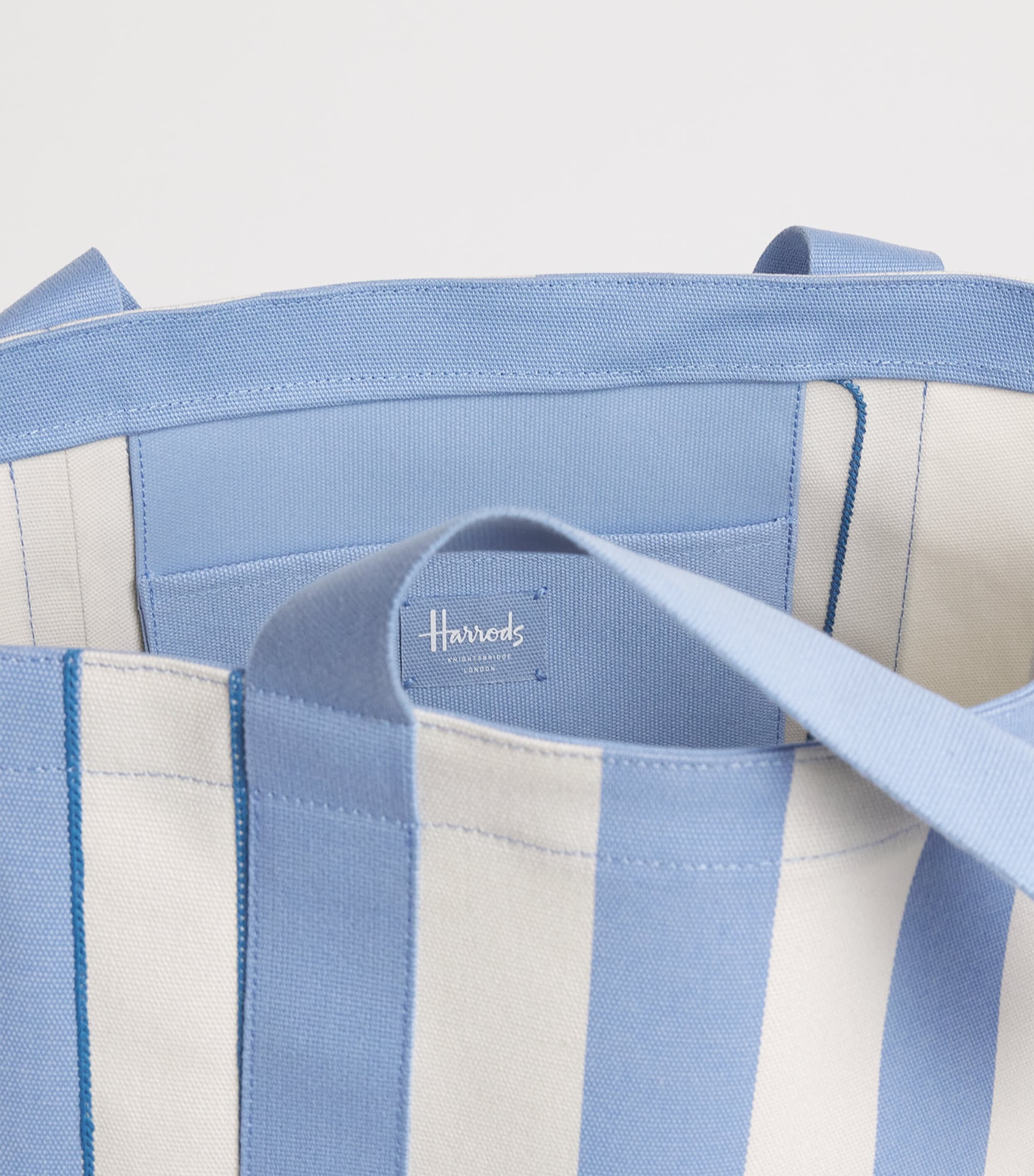 Large Cotton Stripe Logo Tote Bag BLUE Image 6