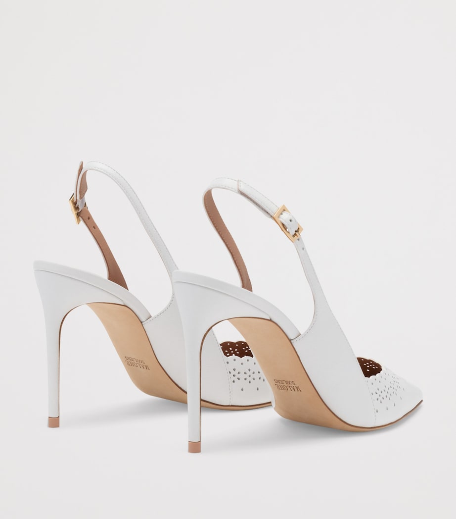 Malone Souliers Leather Sunny Slingback Heels 90 White Image 4