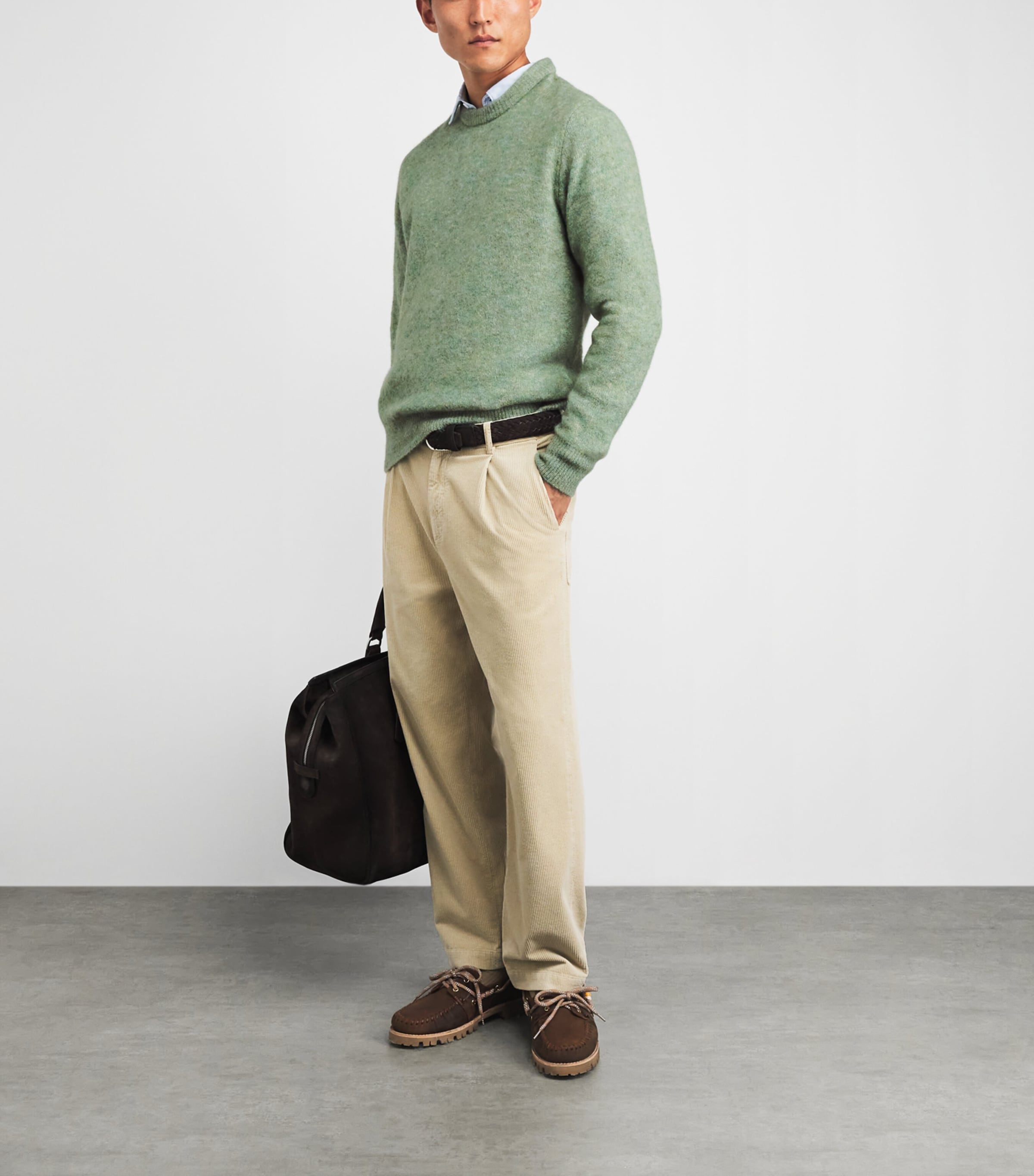 Oliver Spencer Mens Wool-Blend Blenheim Sweater Green Image 2