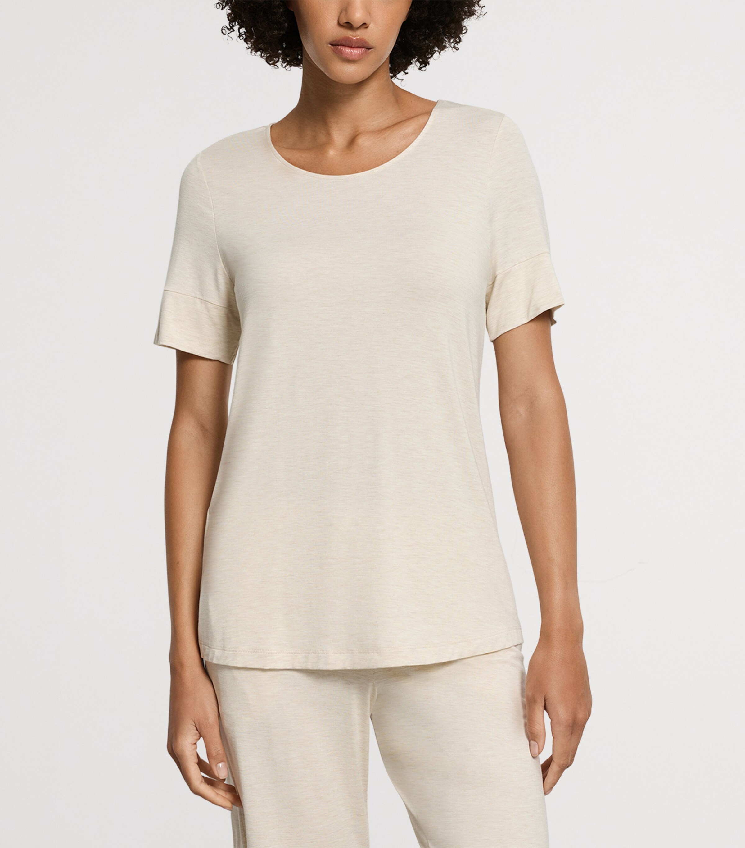 Hanro Womens Natural Elegance T-Shirt Summer Sand Melange Image 2