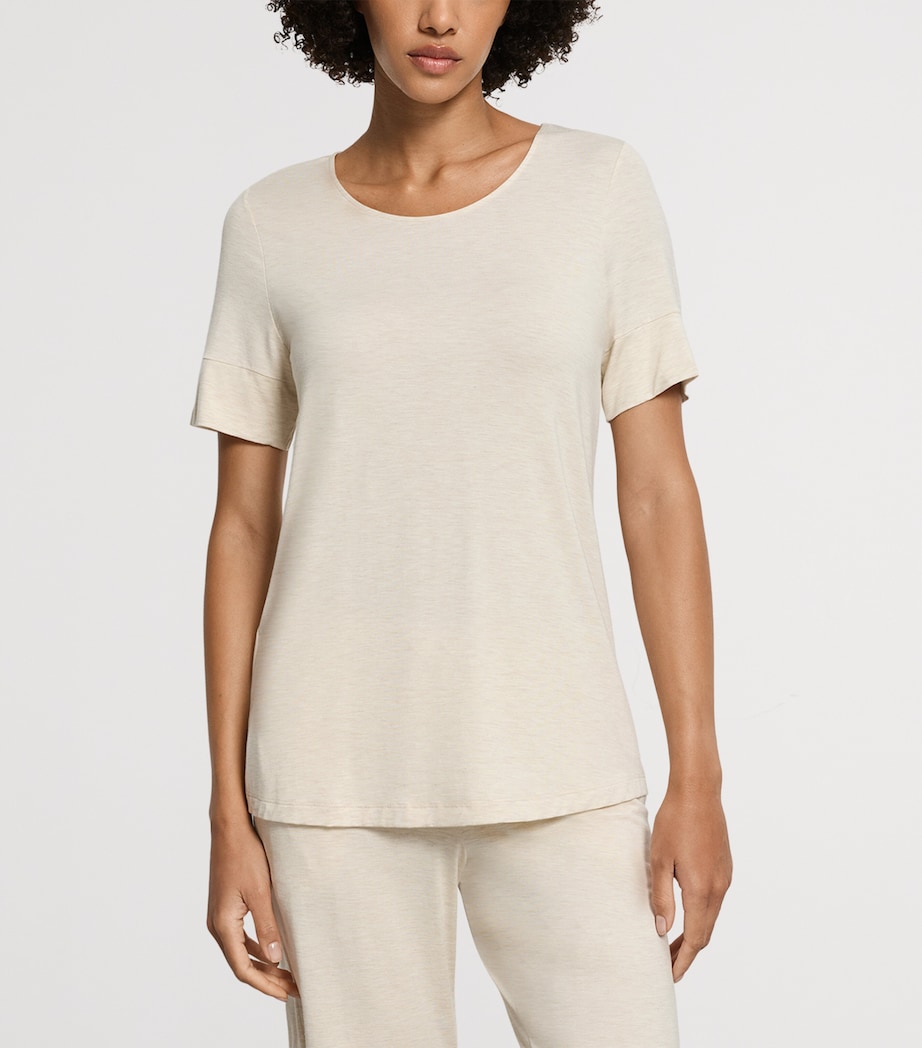 Hanro Womens Natural Elegance T-Shirt Summer Sand Melange Image 2
