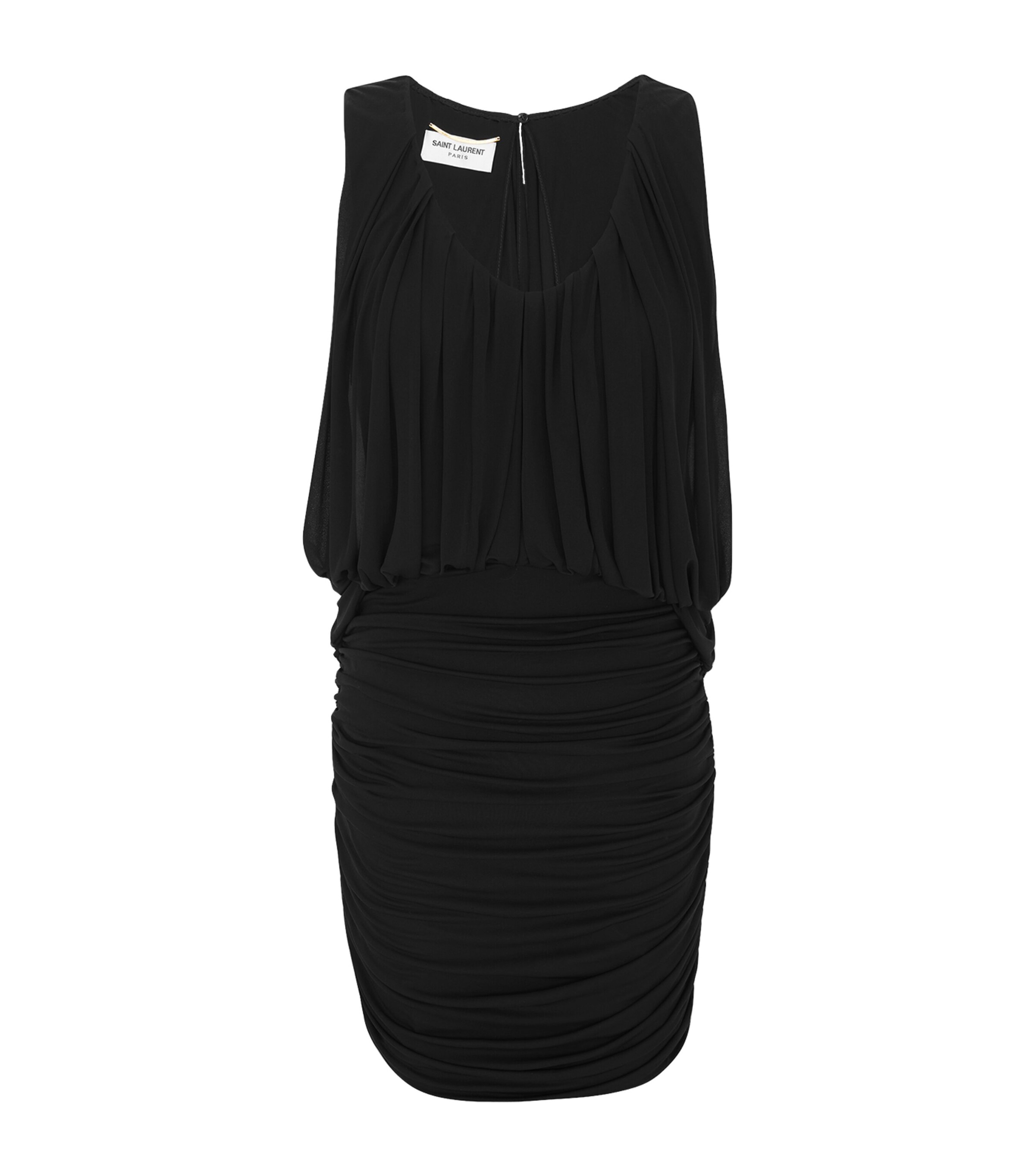 Saint Laurent Gathered Jersey Mini Dress In Black
