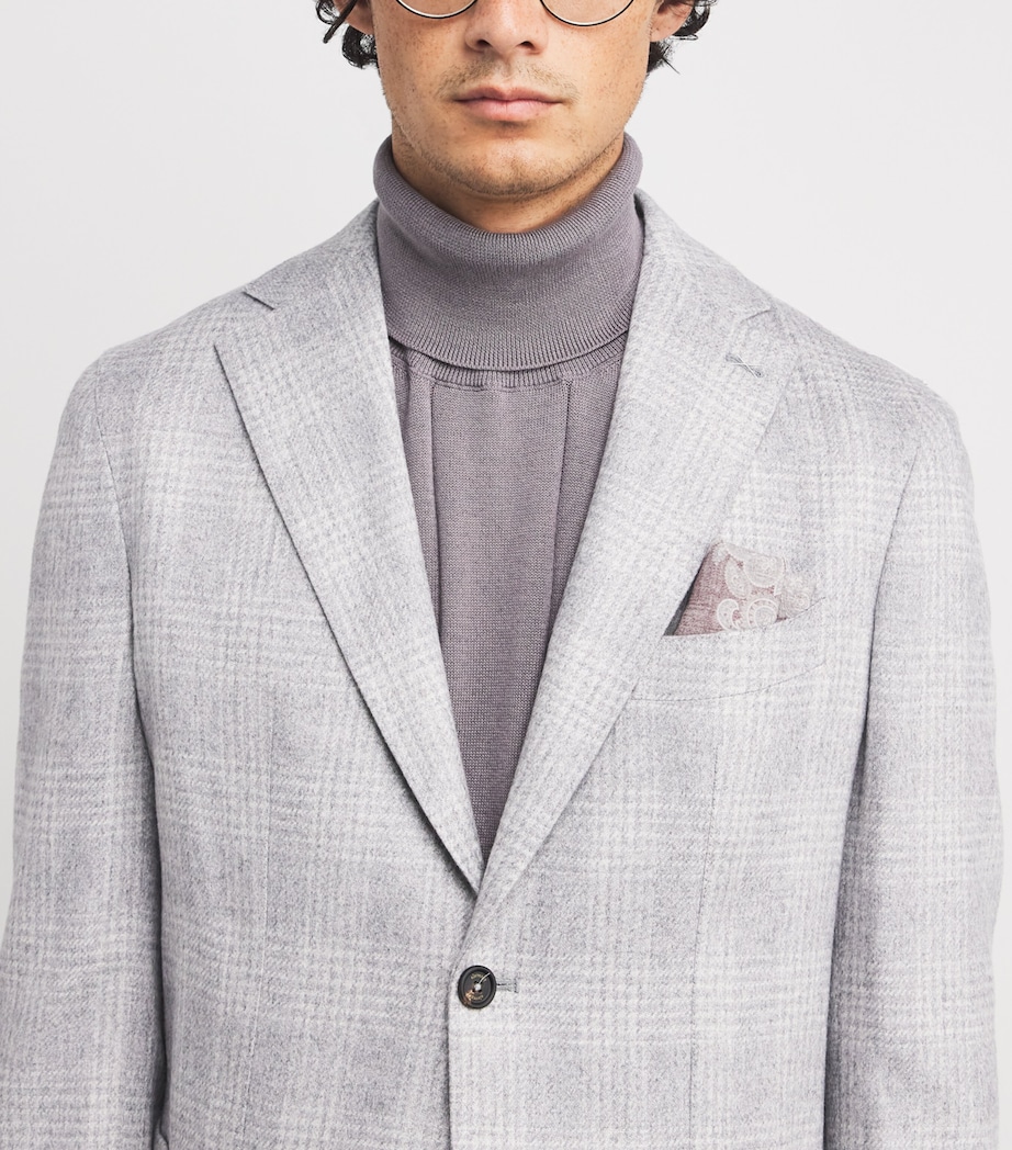 Cotton-Wool Printed Pocket Square MIRTILLO E SABBIA Image 3