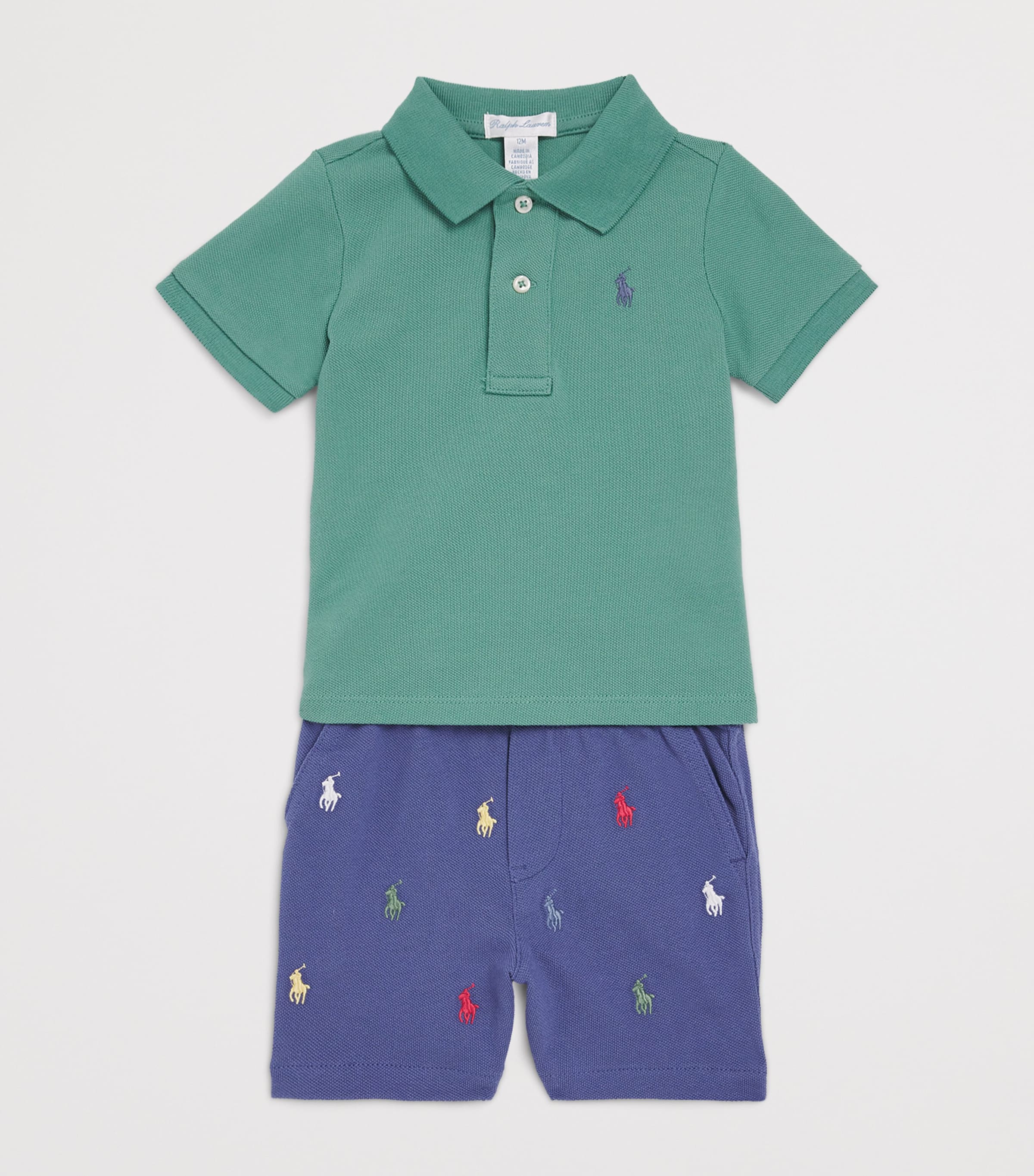 Cotton Polo Shirt and Shorts Set (3-12 Months) FAIRWAY GREEN Image 3