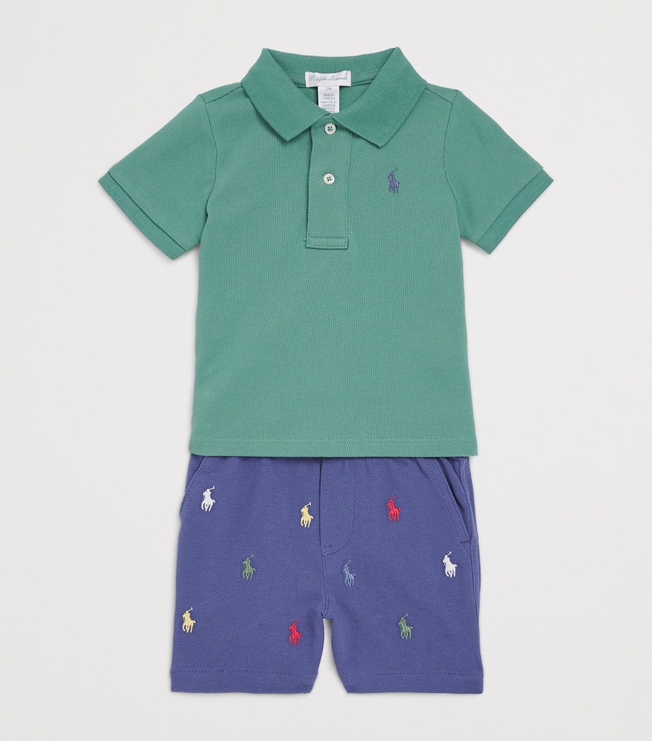 Cotton Polo Shirt and Shorts Set (3-12 Months) FAIRWAY GREEN Image 3