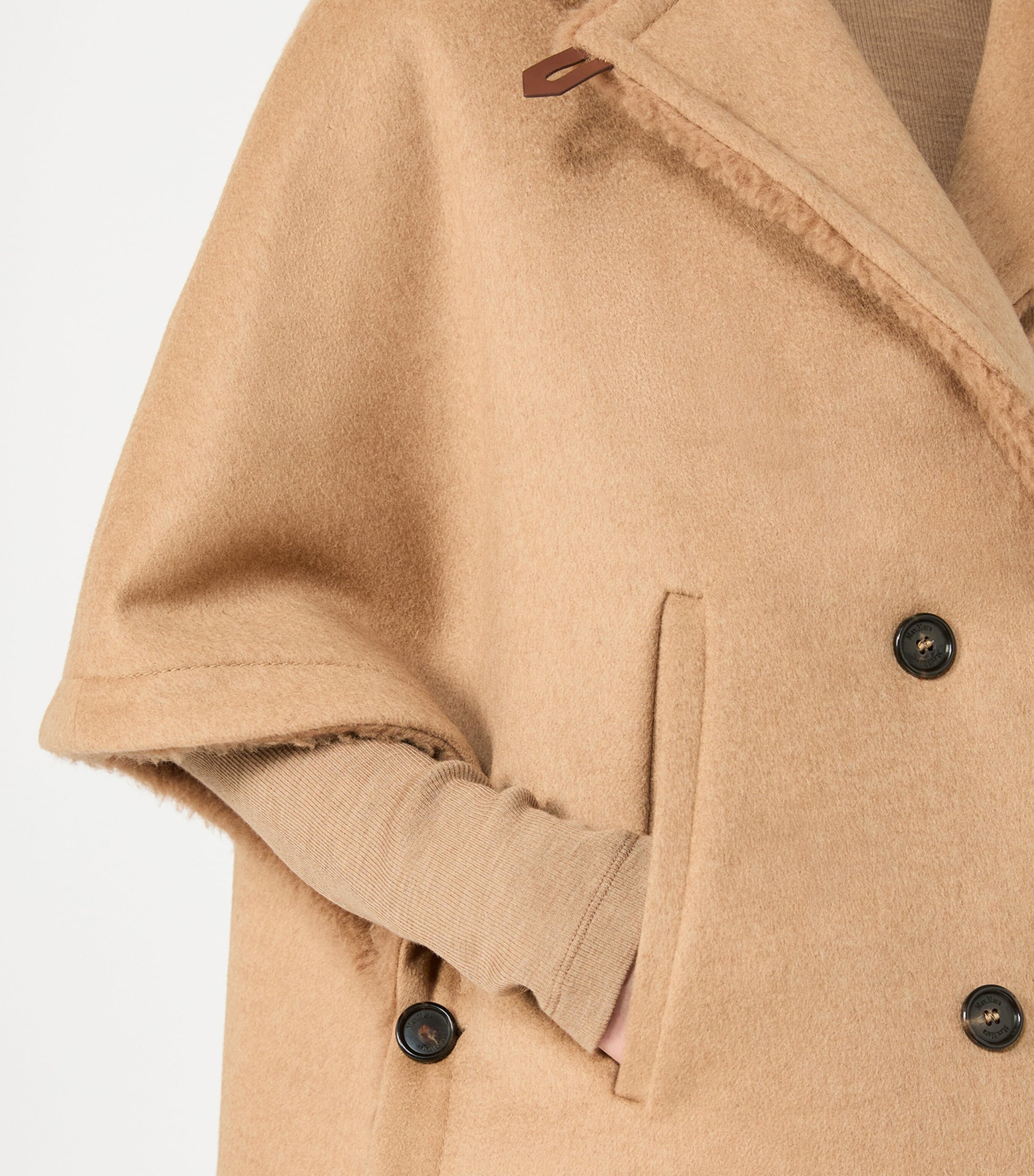 Max Mara Womens Camel Wool Double-Breasted Cape Camel Image 6