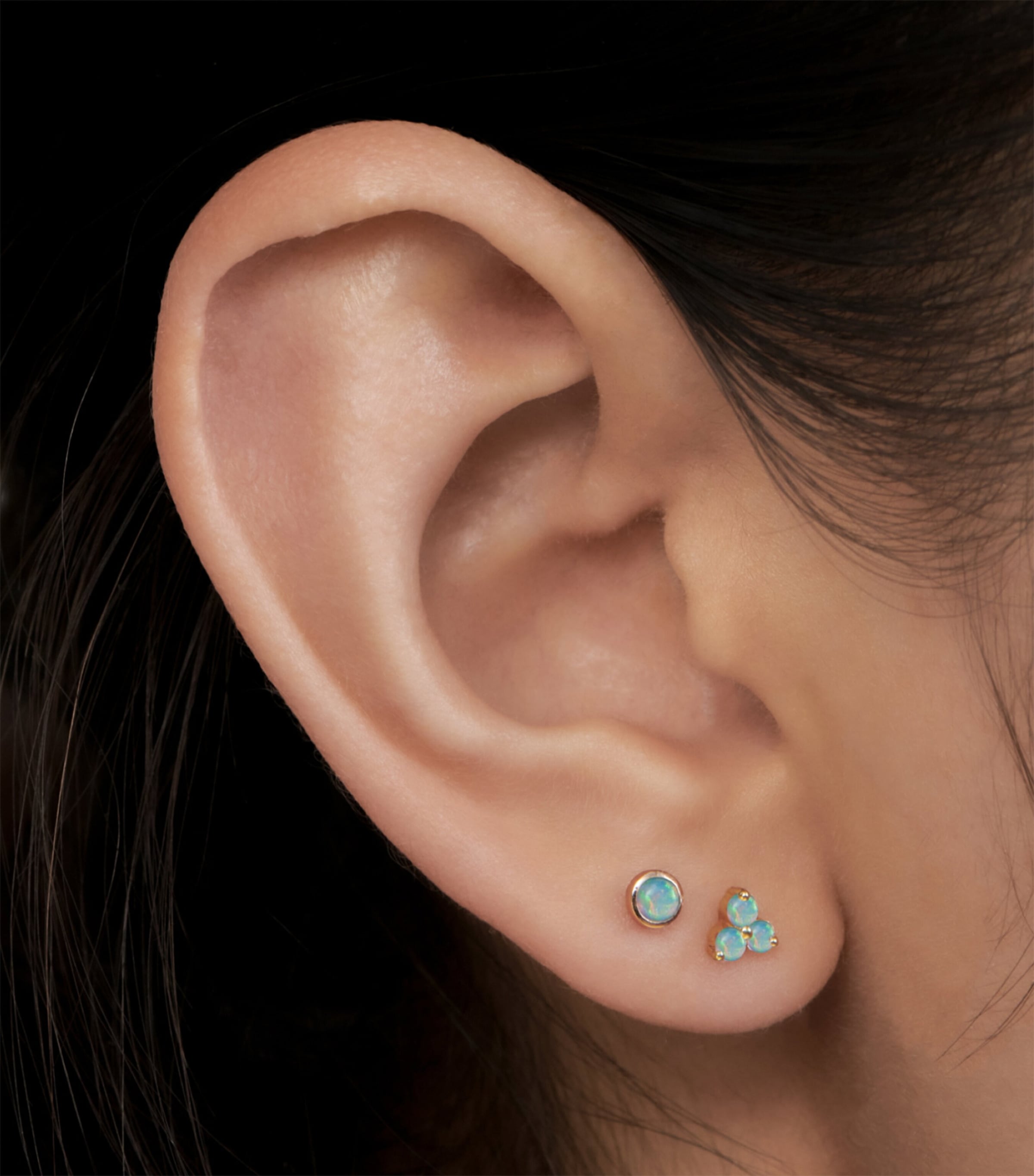 Maria Tash Opal Threaded Stud Earring (3mm) Yellow Gold Image 2