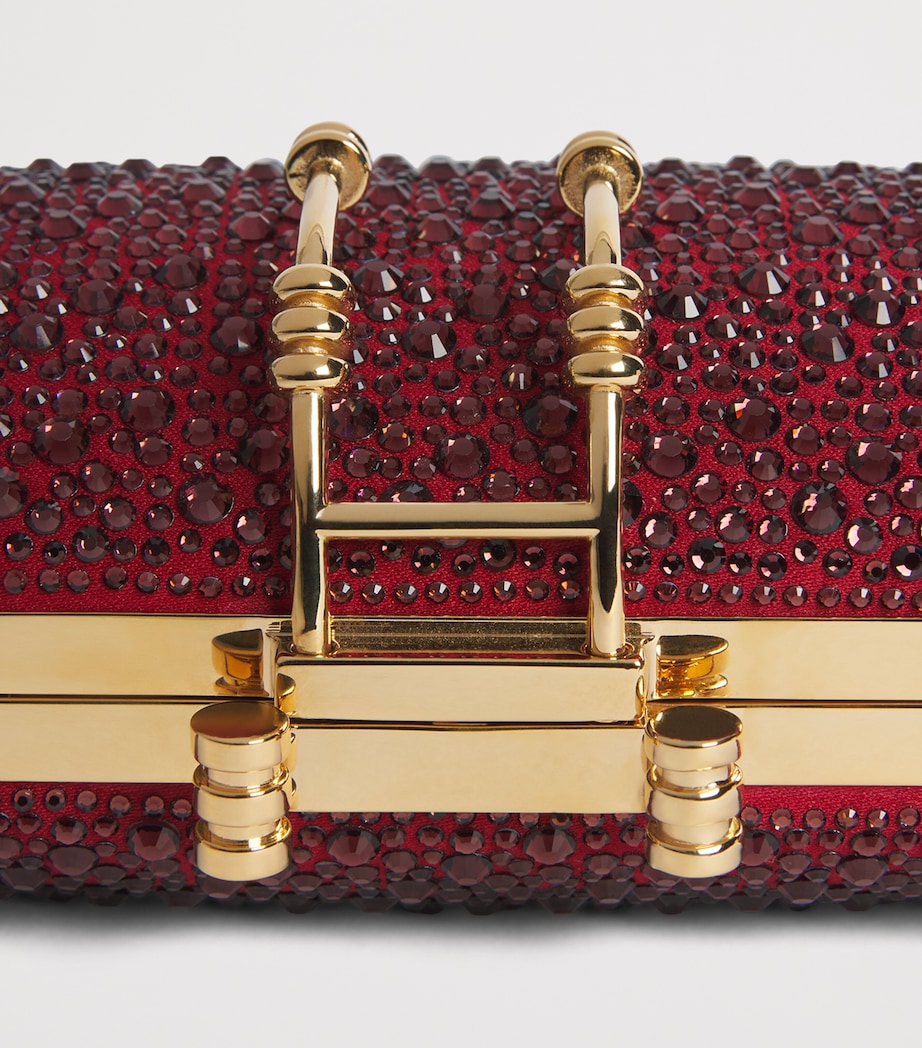 OKHTEIN Soirée Clutch Bag Burgundy Crystals Image 5