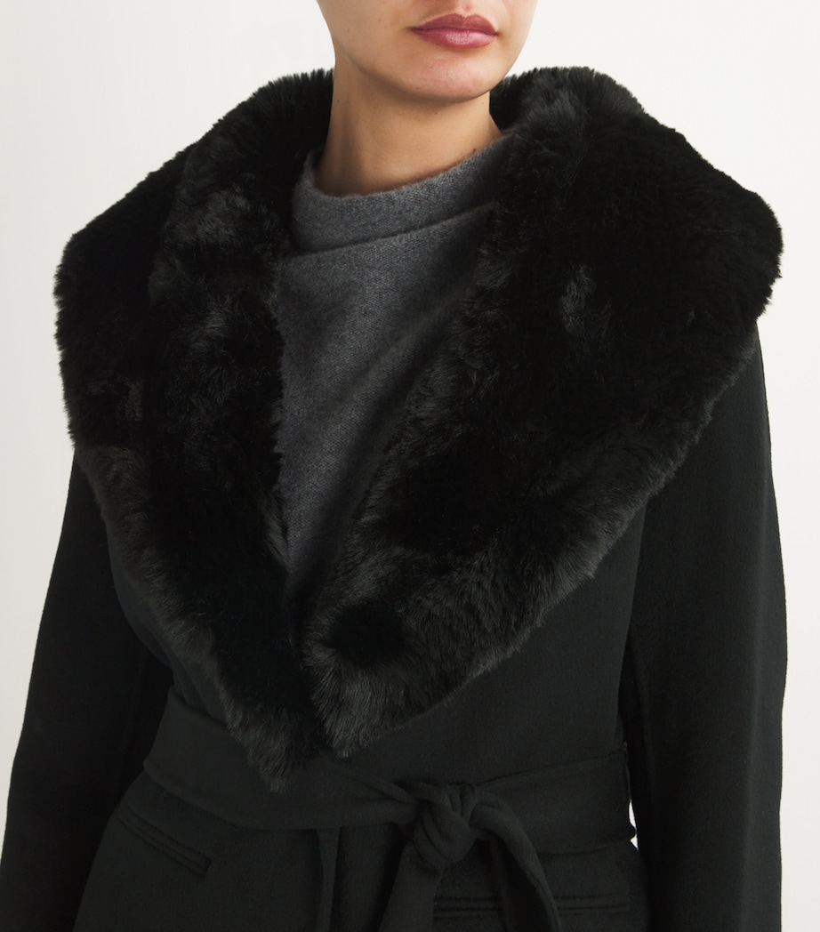 Wool-Blend Faux Fur-Collar Coat BLACK Image 6