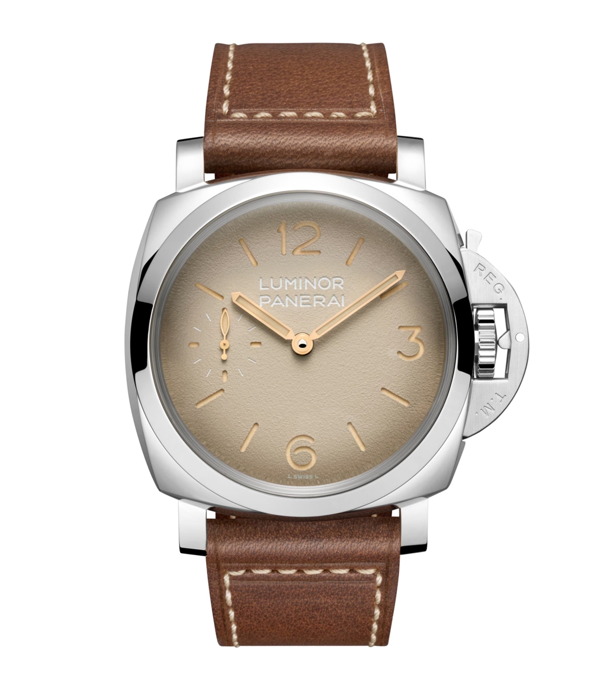 Panerai Stainless Steel Luminor Watch 47mm Beige