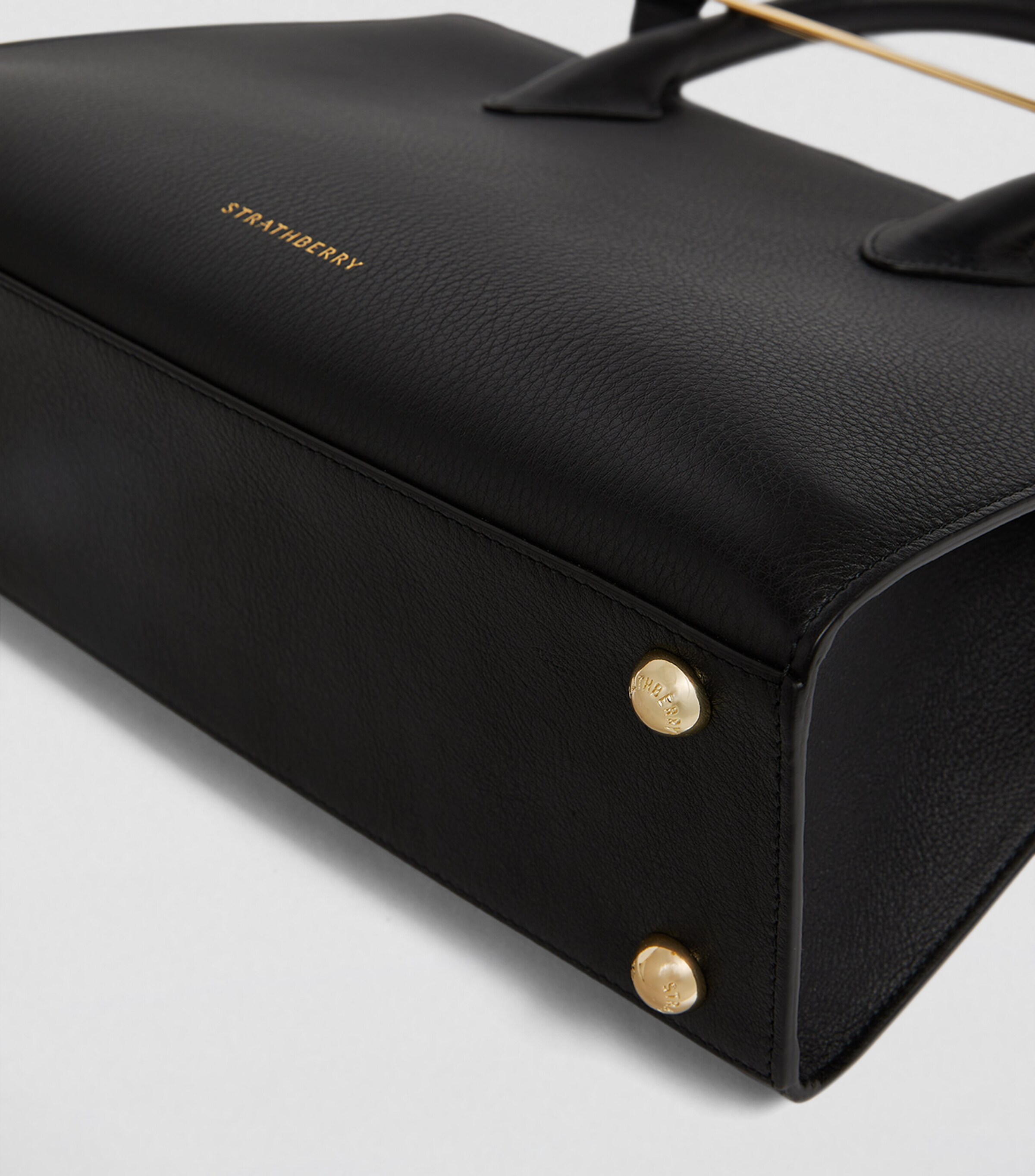 Strathberry Leather Midi Tote Bag Black Image 3