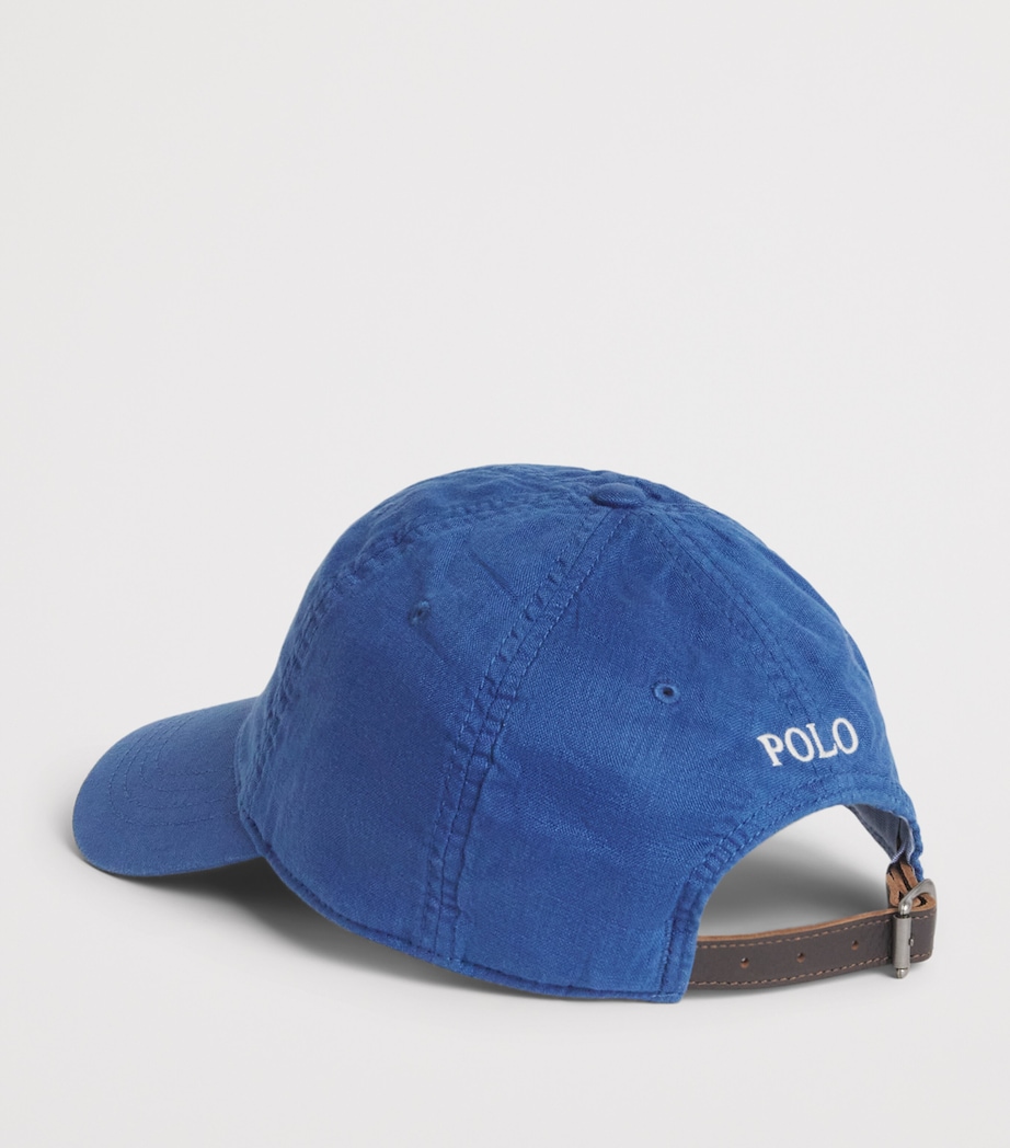 Polo Ralph Lauren Mens Linen Polo Pony Baseball Cap Dusty Azure Image 3
