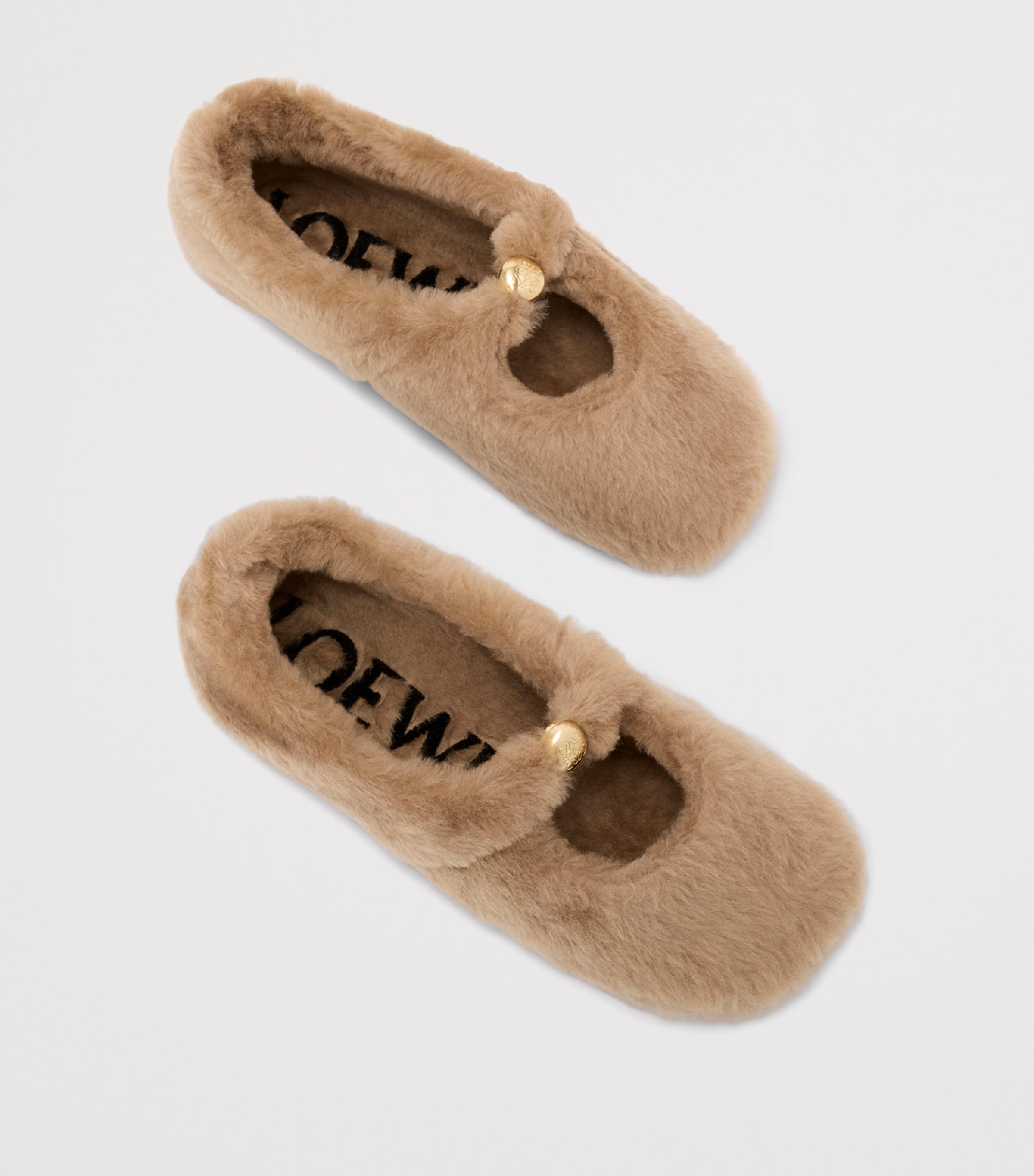 Shearling Pebble Ballet Flats OAK Image 4