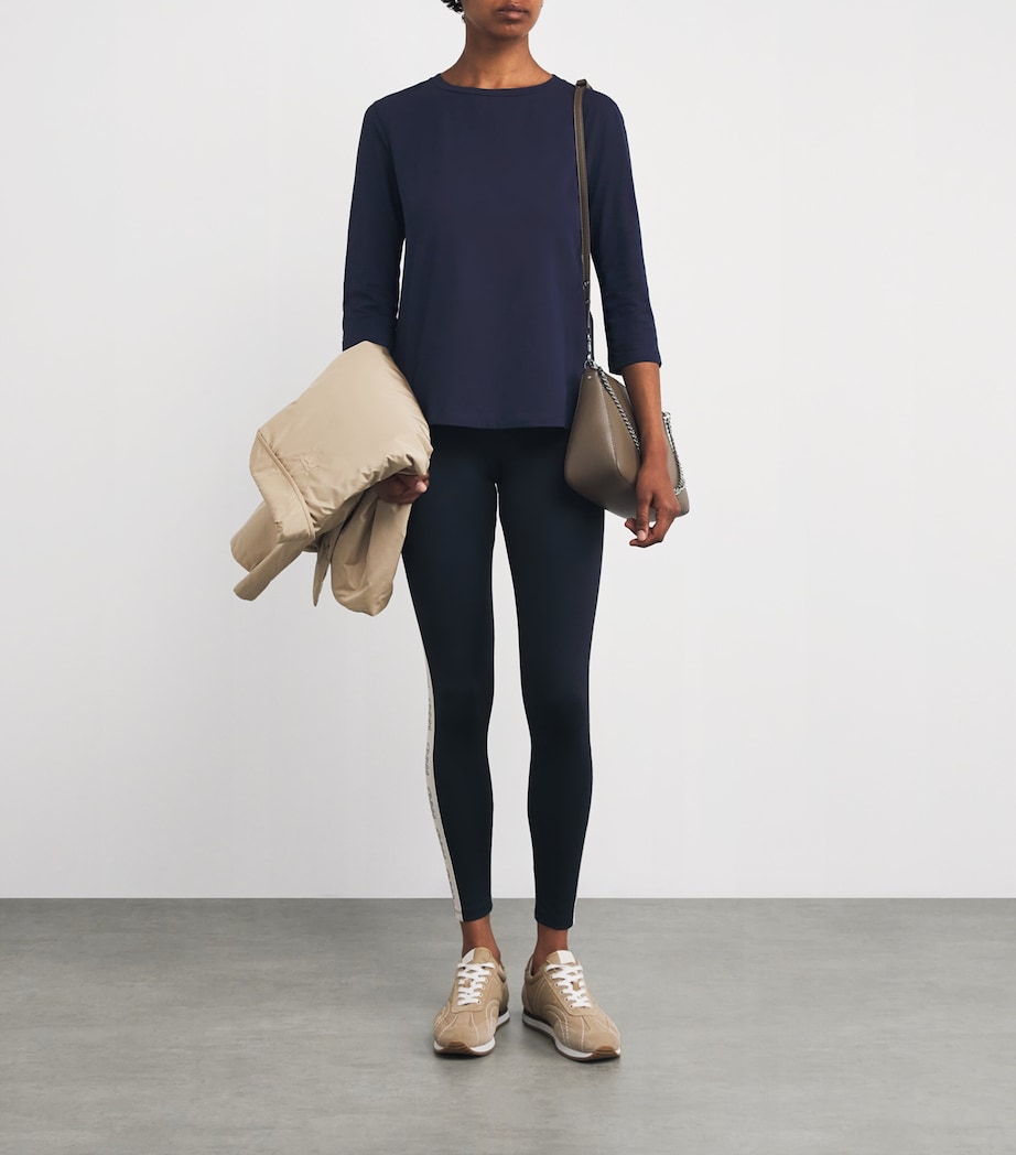 Stretch-Cotton Cropped-Sleeve T-Shirt NAVY Image 2