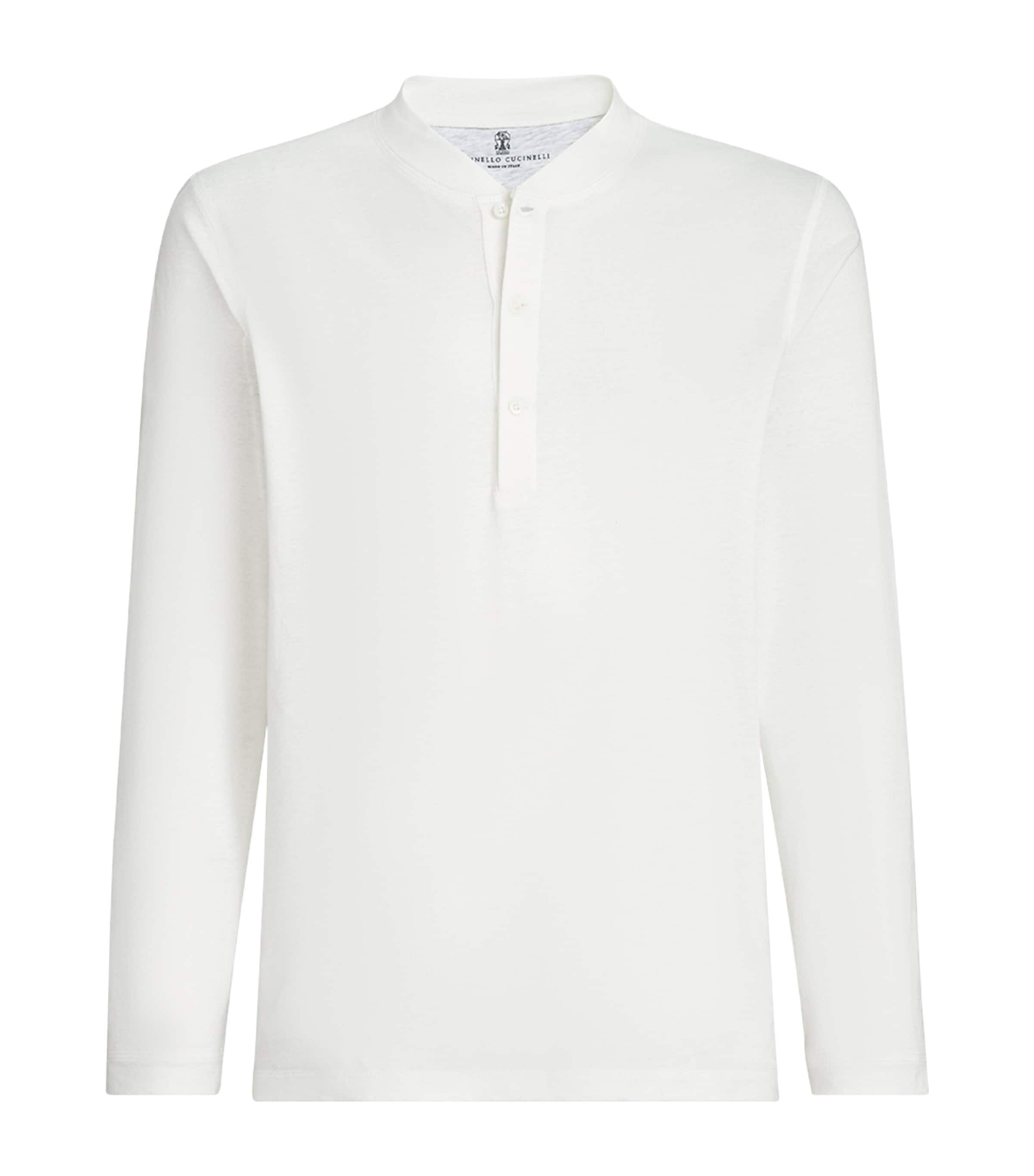 Brunello Cucinelli White Linen-Cotton Long-Sleeve T-Shirt | Harrods US