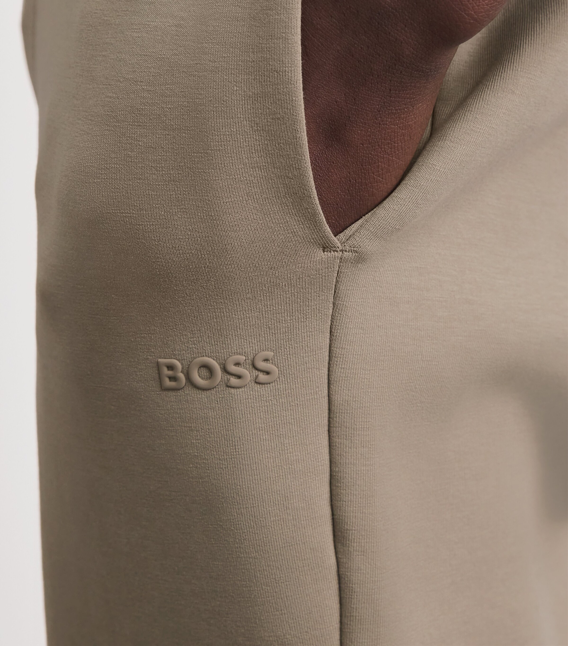 BOSS Mens Stretch-Cotton Logo Sweatpants Pastel Green Image 3