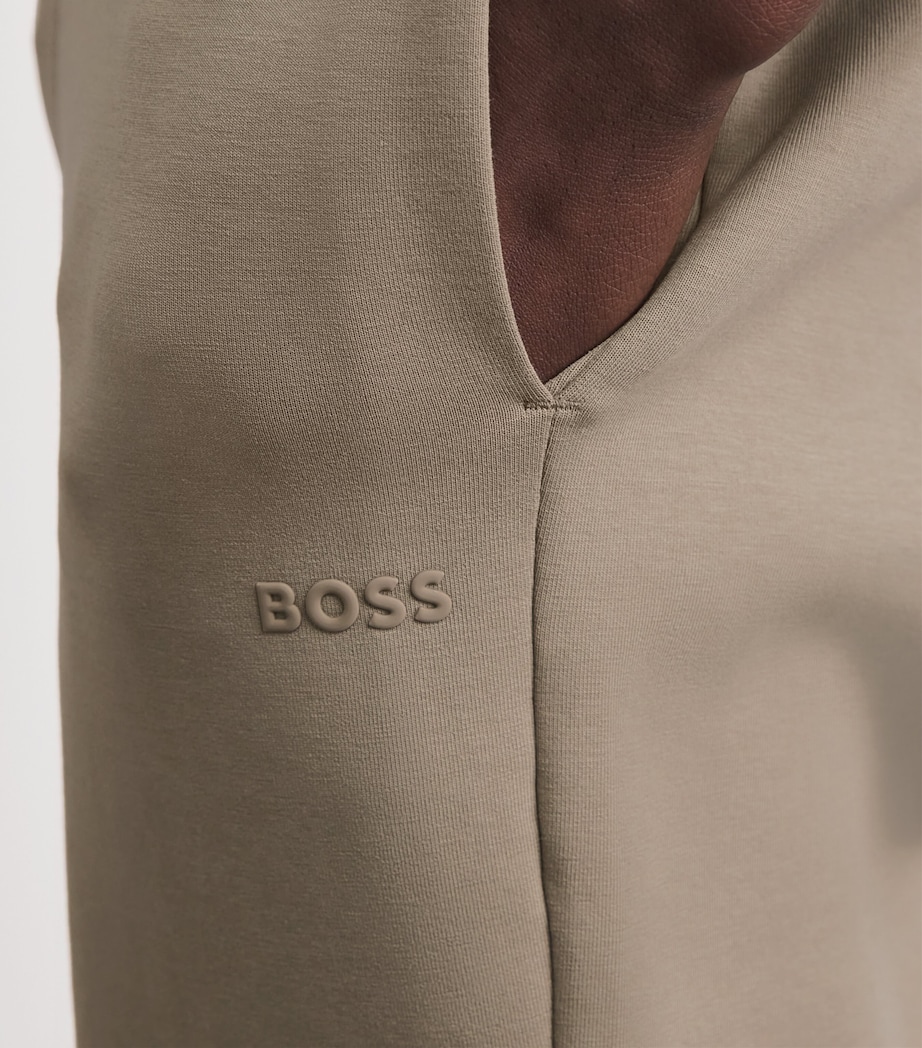 BOSS Mens Stretch-Cotton Logo Sweatpants Pastel Green Image 3