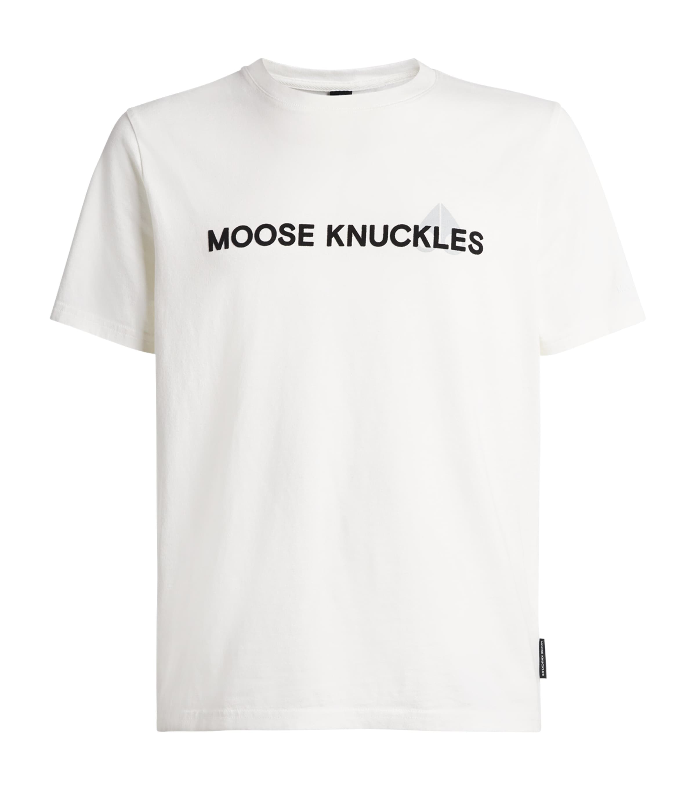 Moose Knuckles 'conway' White Crewneck T-shirt With Logo Lettering Print On The Front In White