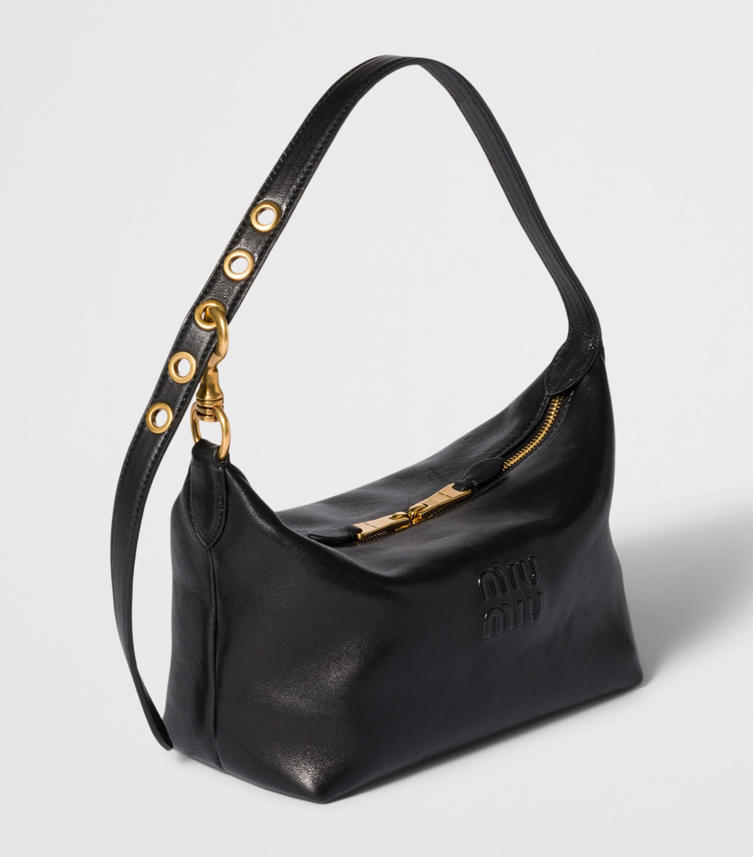 Miu Miu Small Nappa Leather Spirit Shoulder Bag Black Image 3