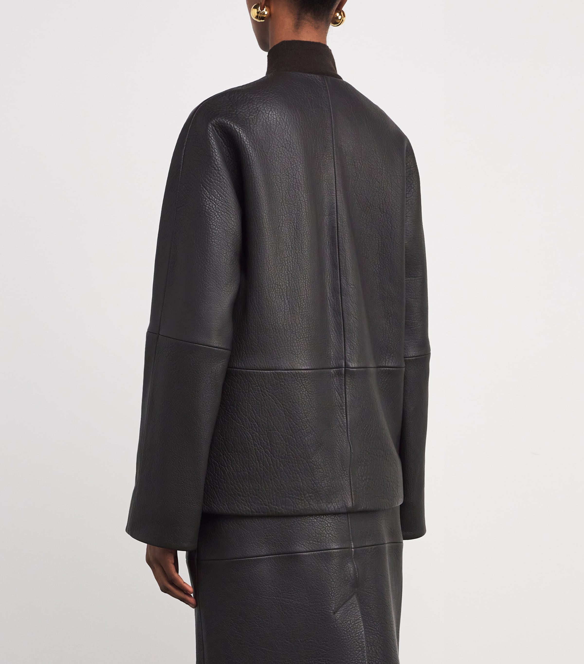 Grained Leather Barbs Jacket COCOA Image 4