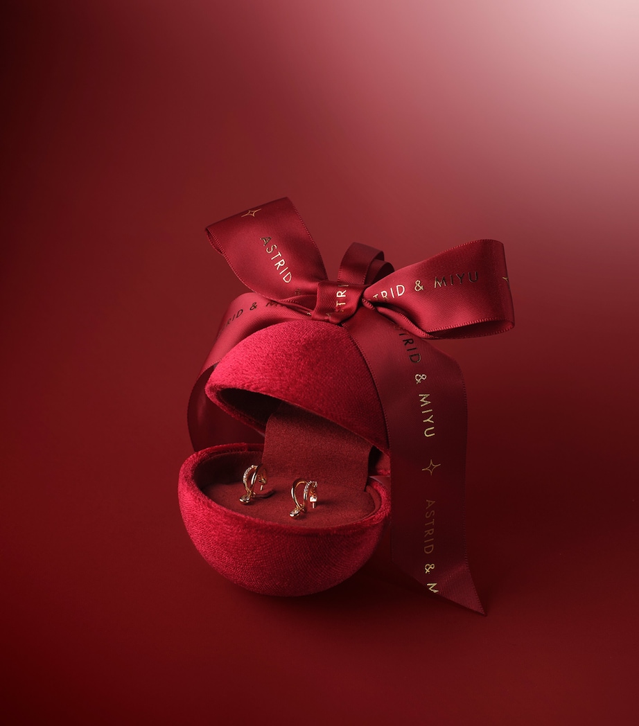 Gold-Plated Silver and Zirconia Illusion Charm Huggie Earrings Bauble GOLD Image 3