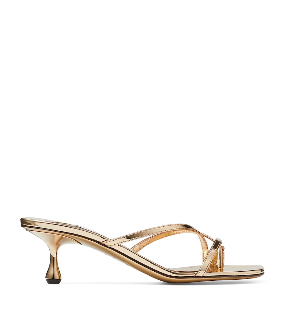 Etana 50 Leather Heeled Mules GOLD Image 1